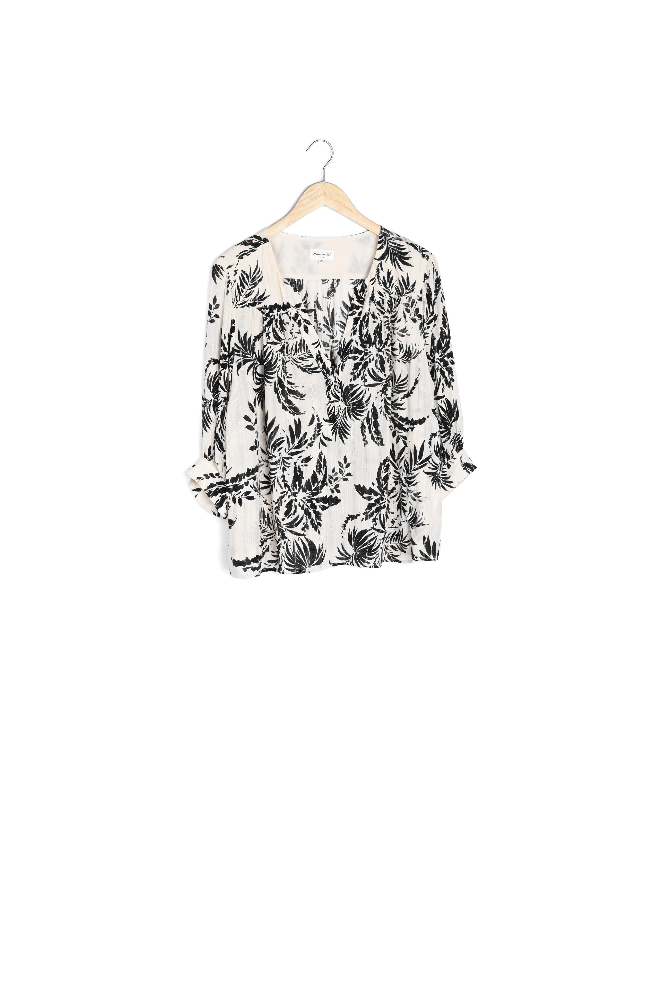 Blouse imprimée crème et noire Loana Faume - seconde main