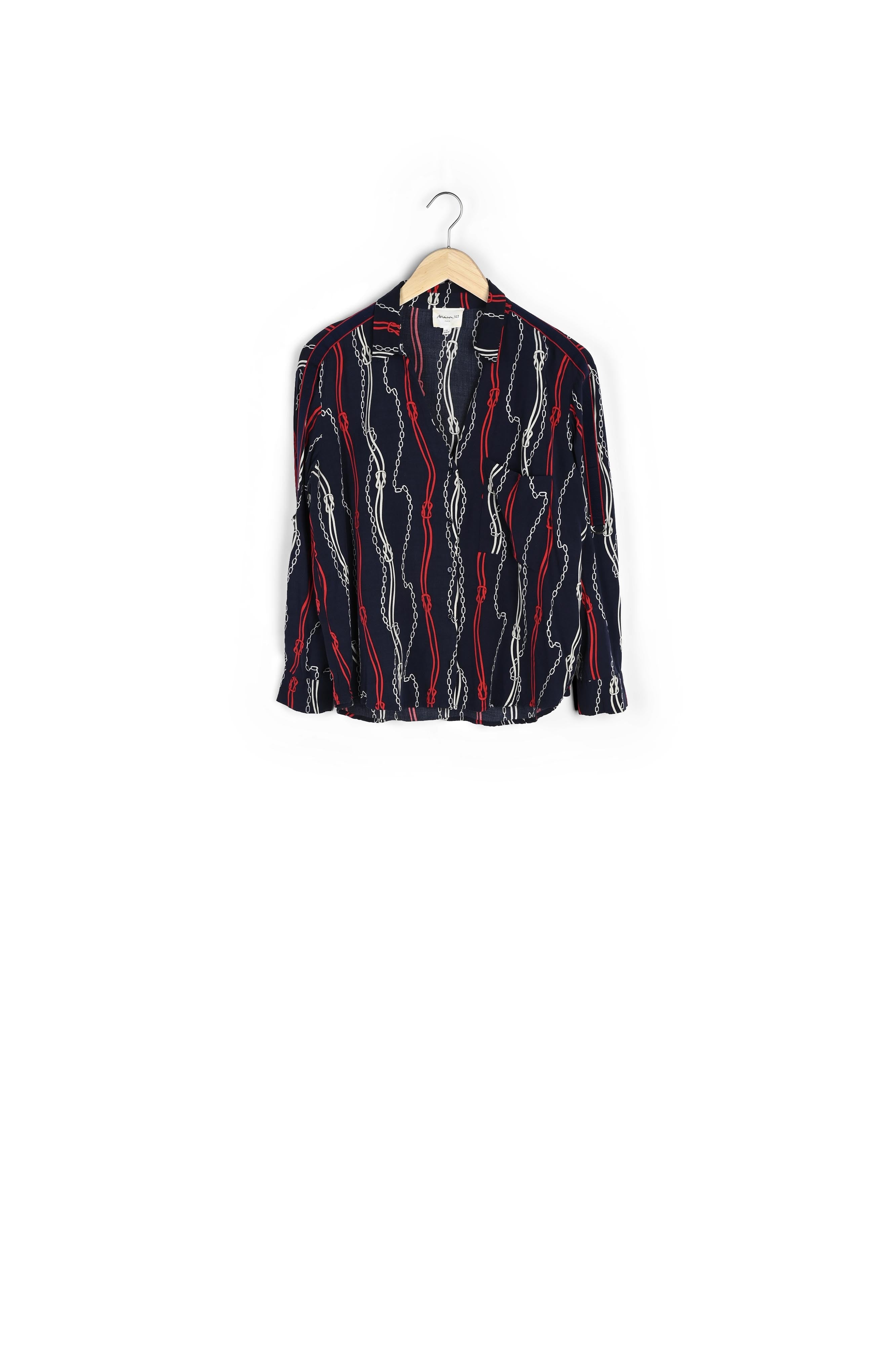 Chemise marine imprimée chaînes Cathleen Faume - seconde main