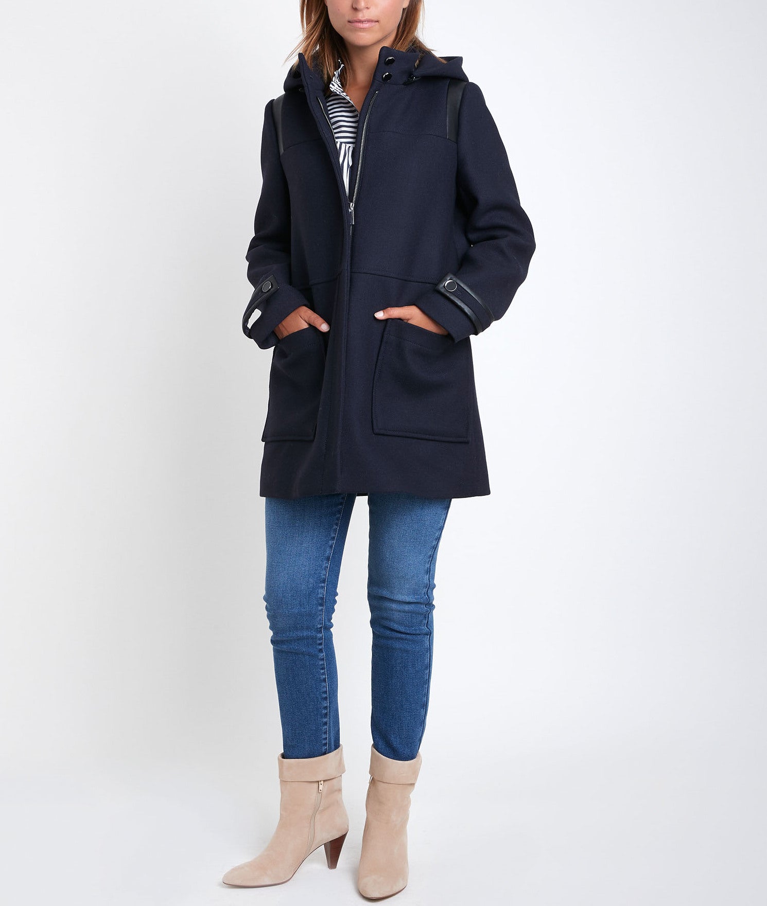 Manteau en laine recyclée à capuche Olivia Faume - seconde main