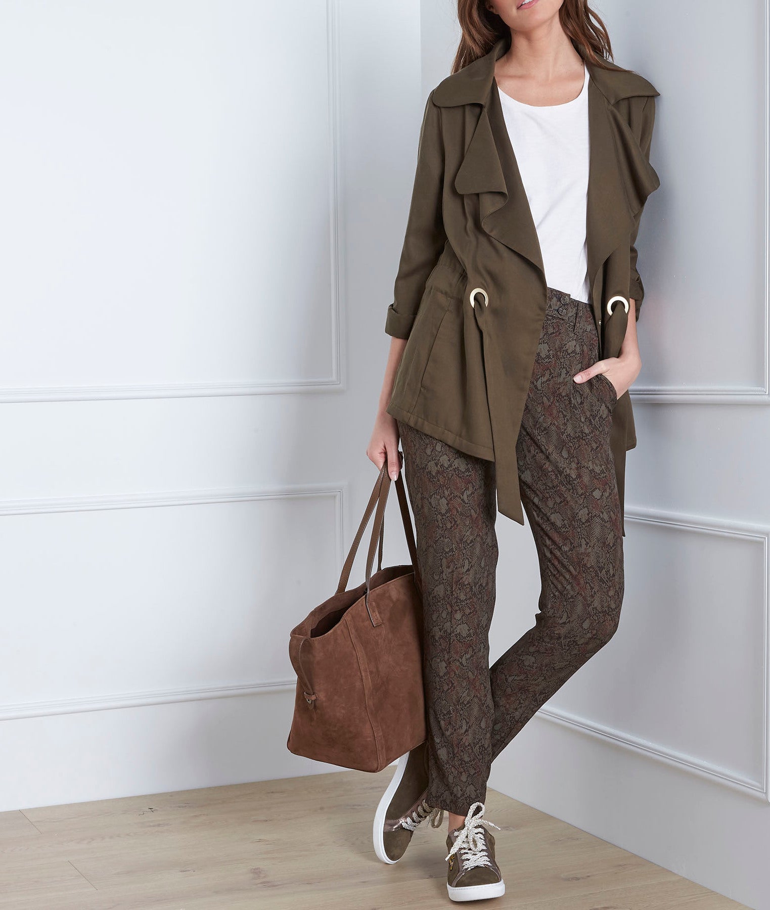 Veste kaki fluide détail oeillets Felicita Faume - seconde main