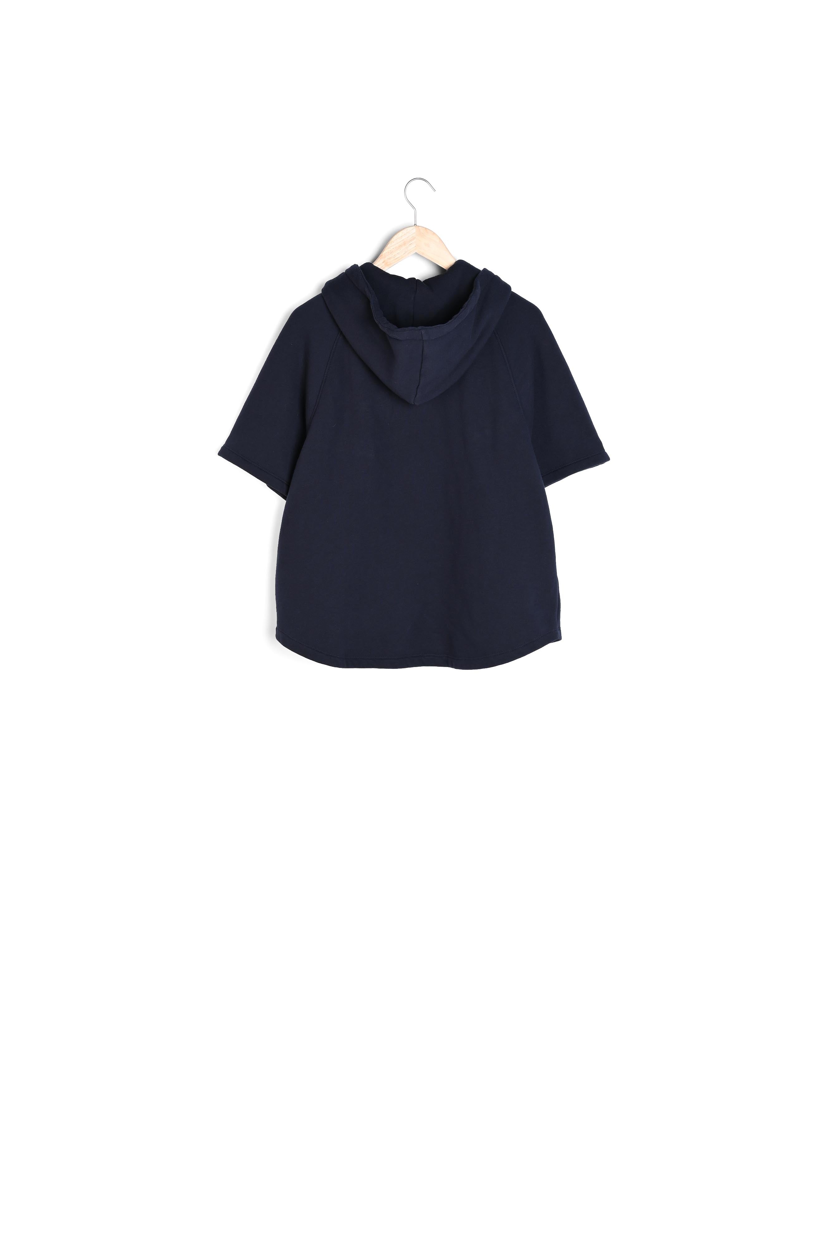 Sweat à manches courtes et à capuche bleu marine Enzo Faume - seconde main