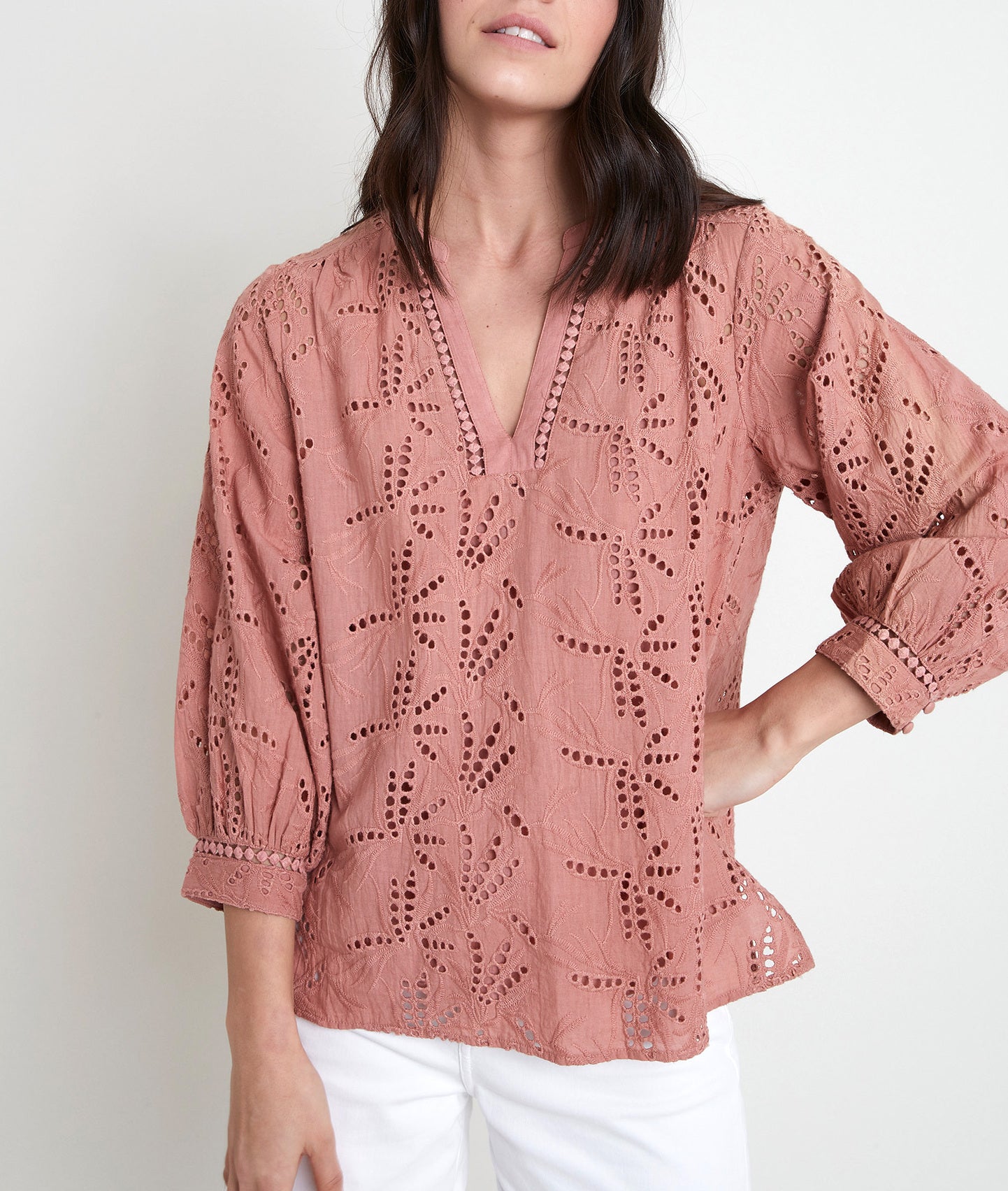 Blouse en coton biologique brodée Tebene Faume - seconde main