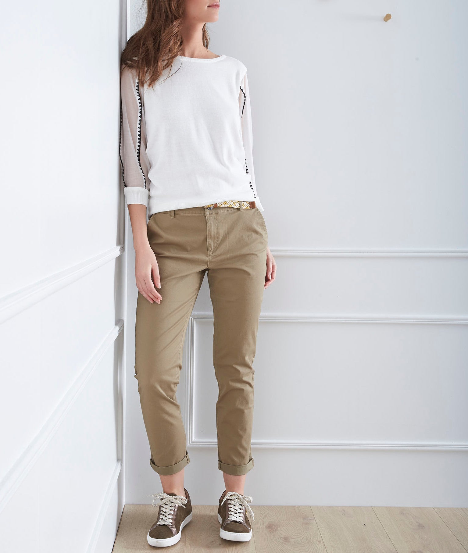 Pantalon kaki chino ceinture fantaisie Francis Faume - seconde main