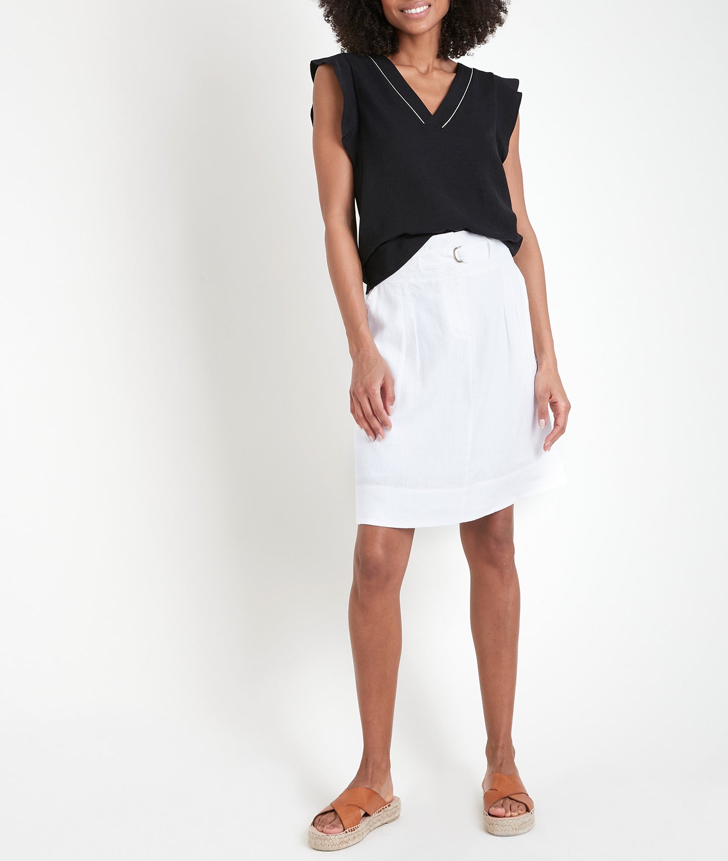 Jupe en lin certifié blanche Elisa Faume - seconde main