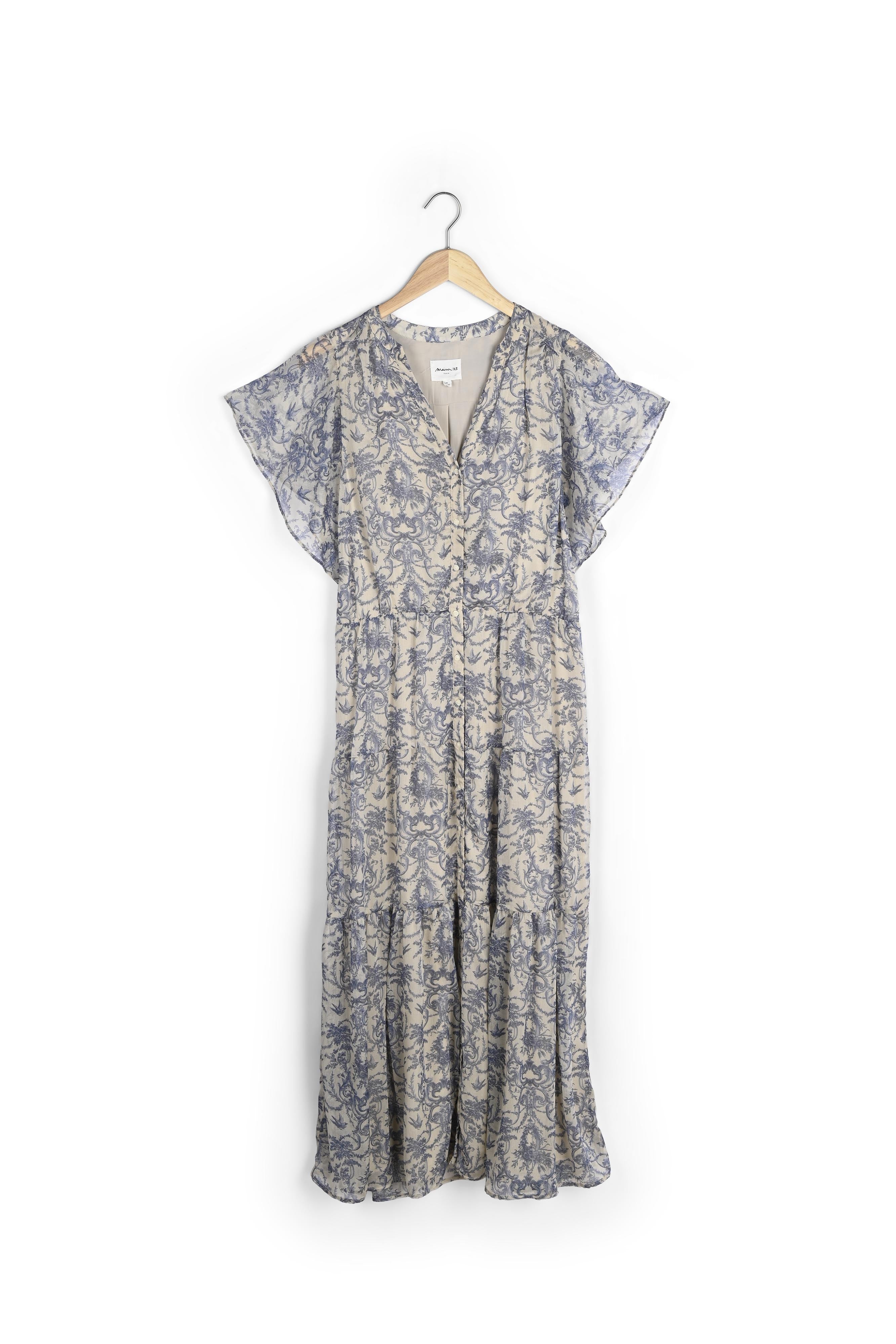 Robe longue imprimée bleu et blanc Laiza Faume - seconde main