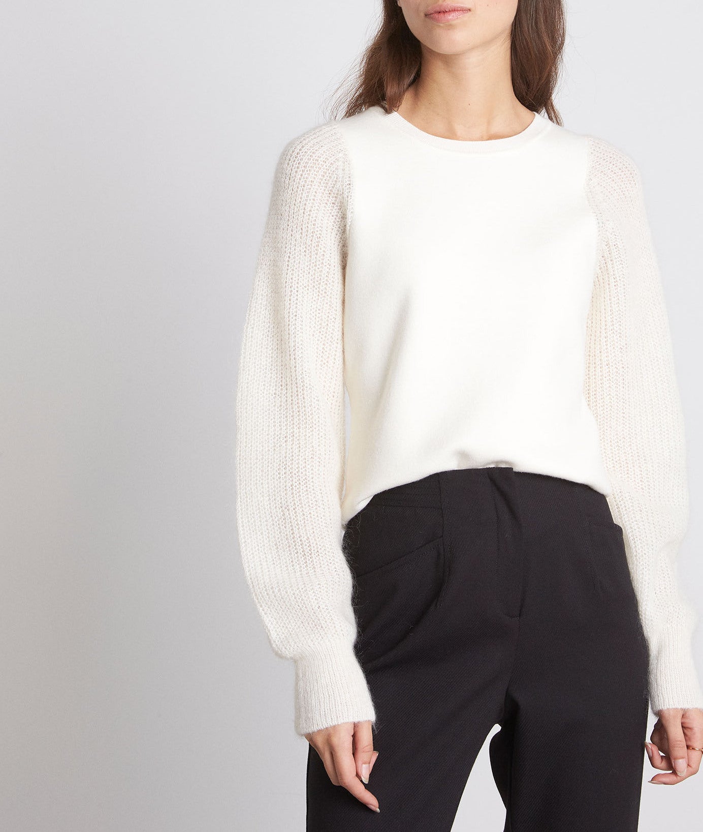 Pull bimatière en viscose EcoVero crème Palmyr Faume - seconde main