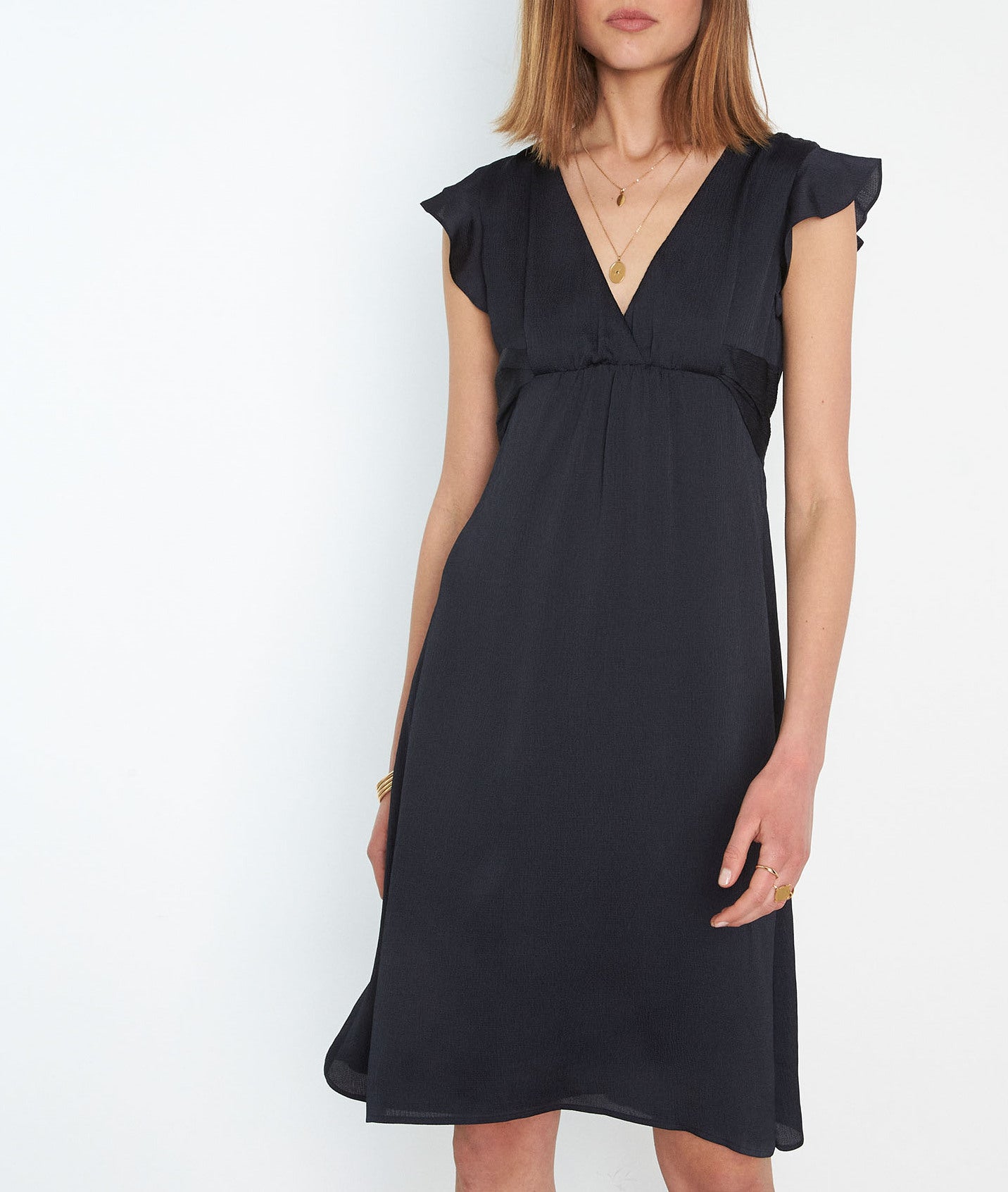 Robe satinée mi-longue marine Neila Faume - seconde main