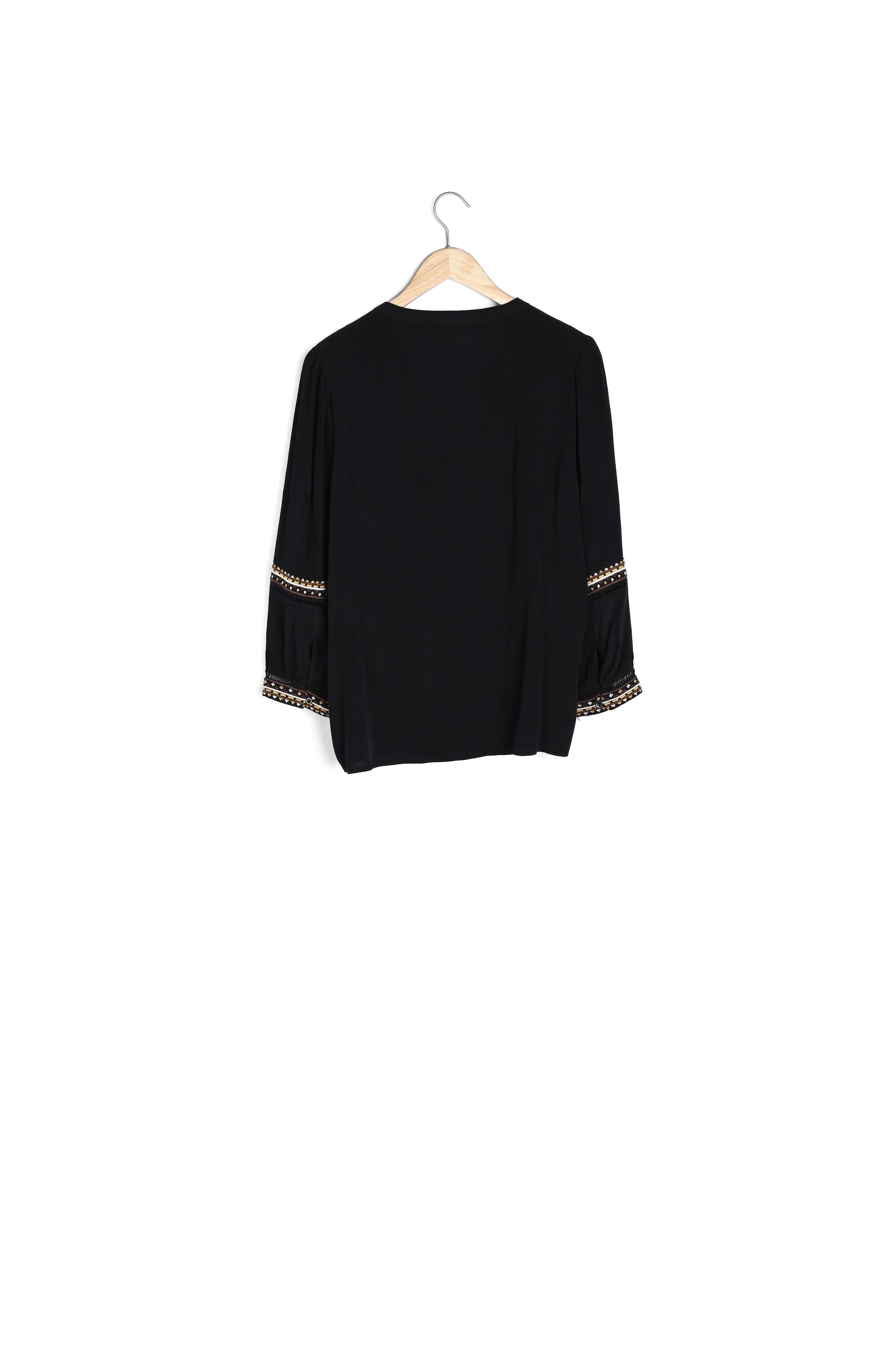 Blouse oversize brodée noire Louanne Faume - seconde main