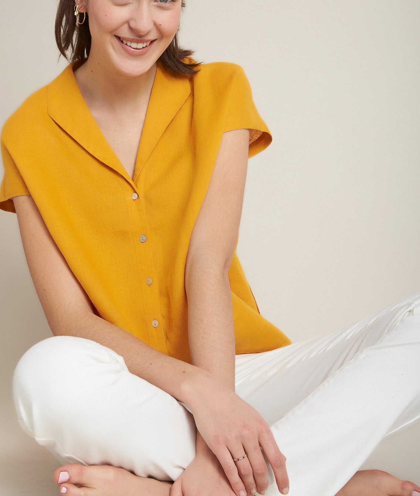 Top en lin safran Estelle Faume - seconde main