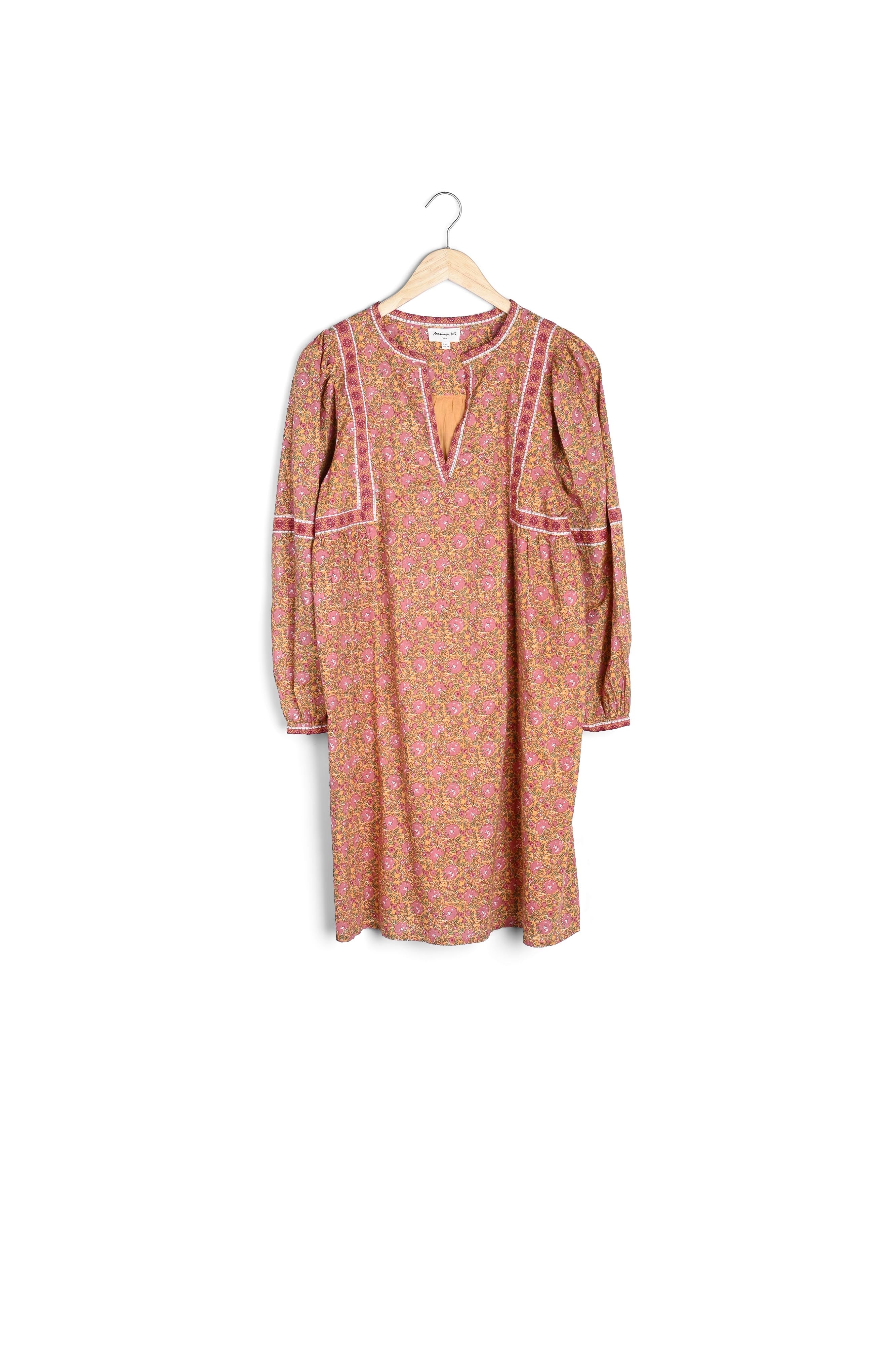 Robe courte imprimée en coton caramel Nawal Faume - seconde main