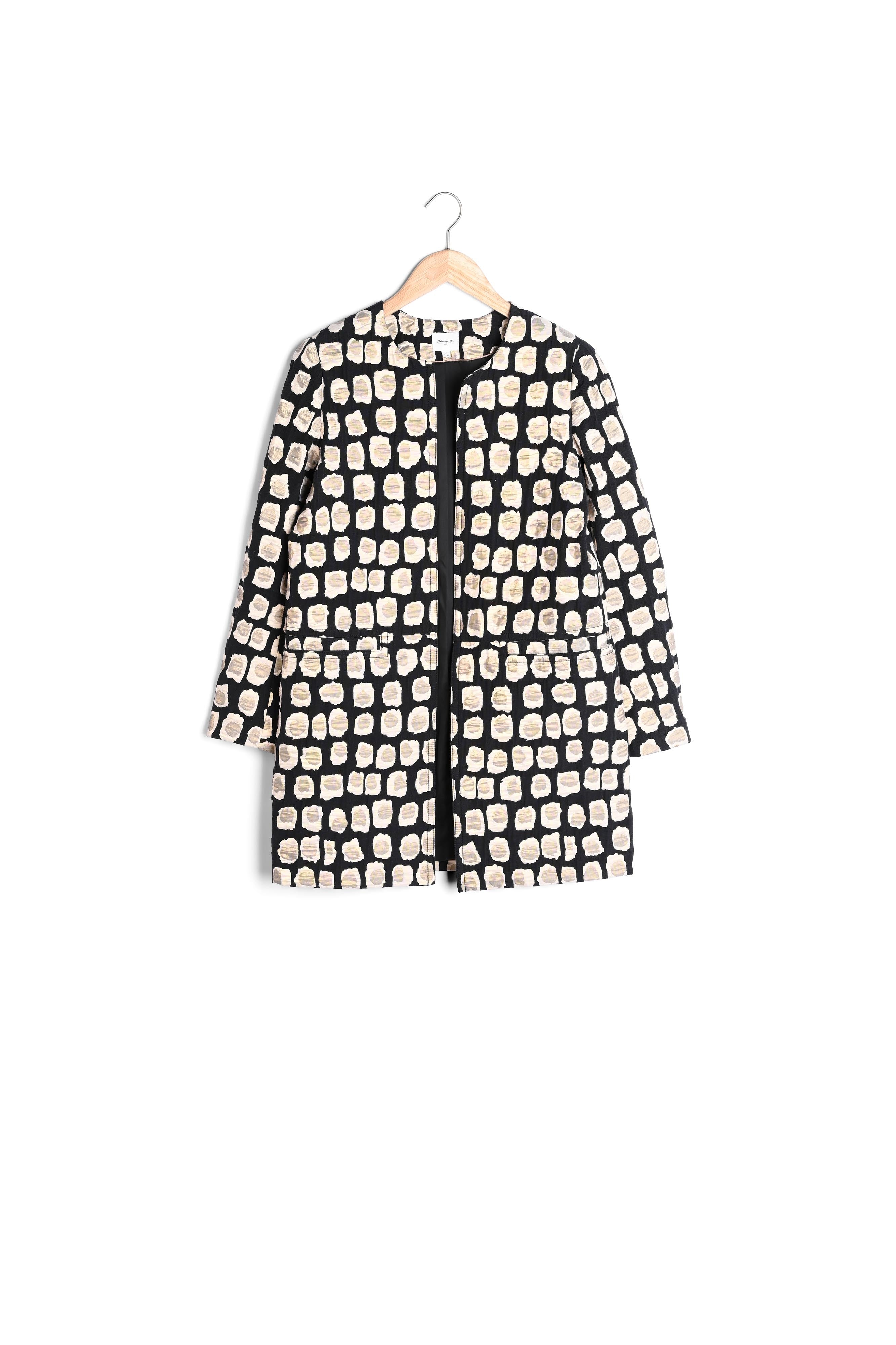 Manteau noir imprimé fantaisie jacquard Kaya Faume - seconde main