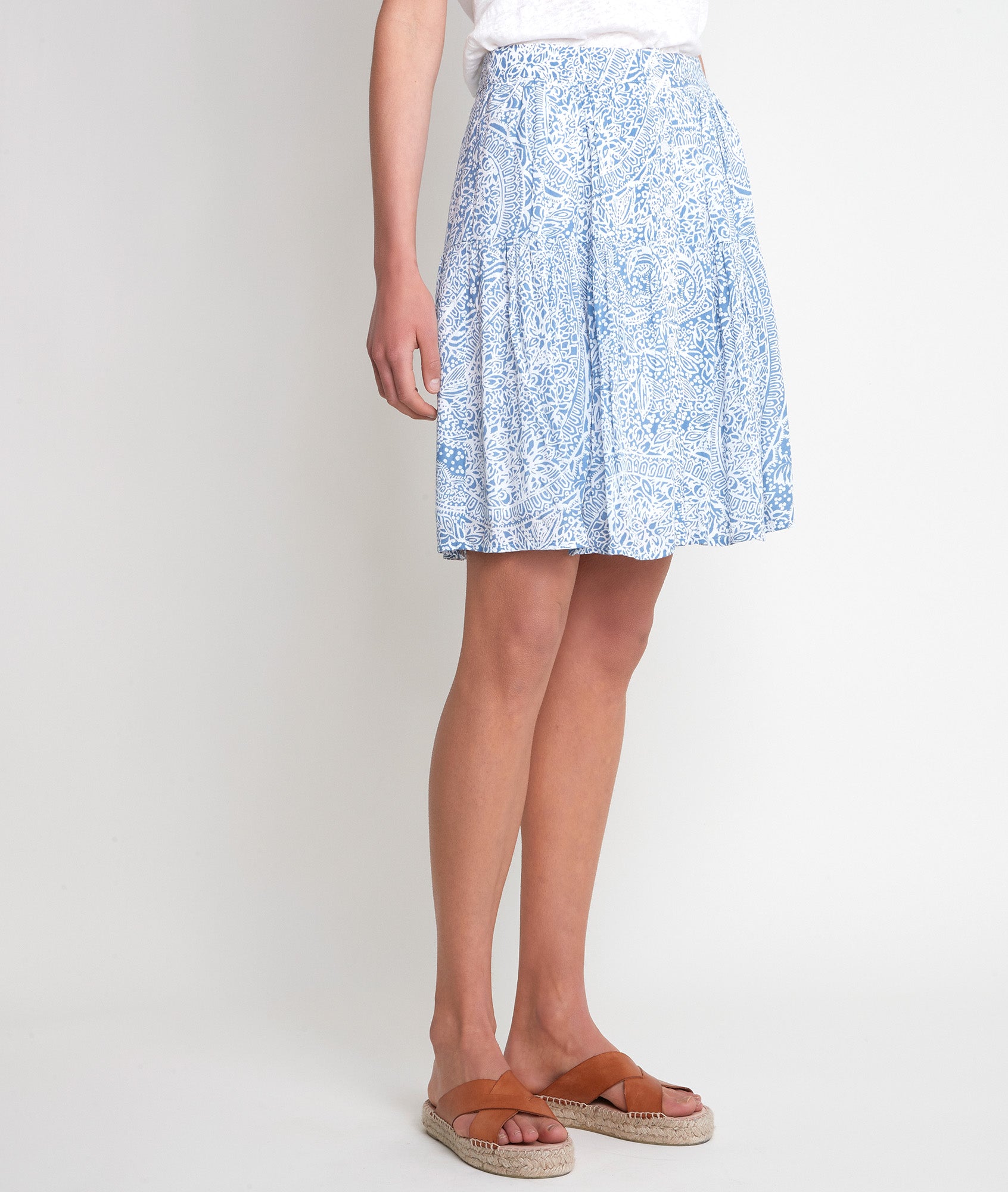 Jupe imprimée bleue Edith Faume - seconde main