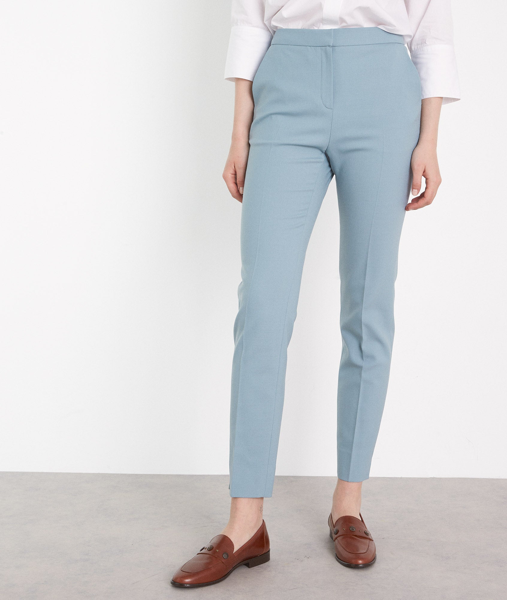 Pantalon cigarette de tailleur céladon Harry Faume - seconde main