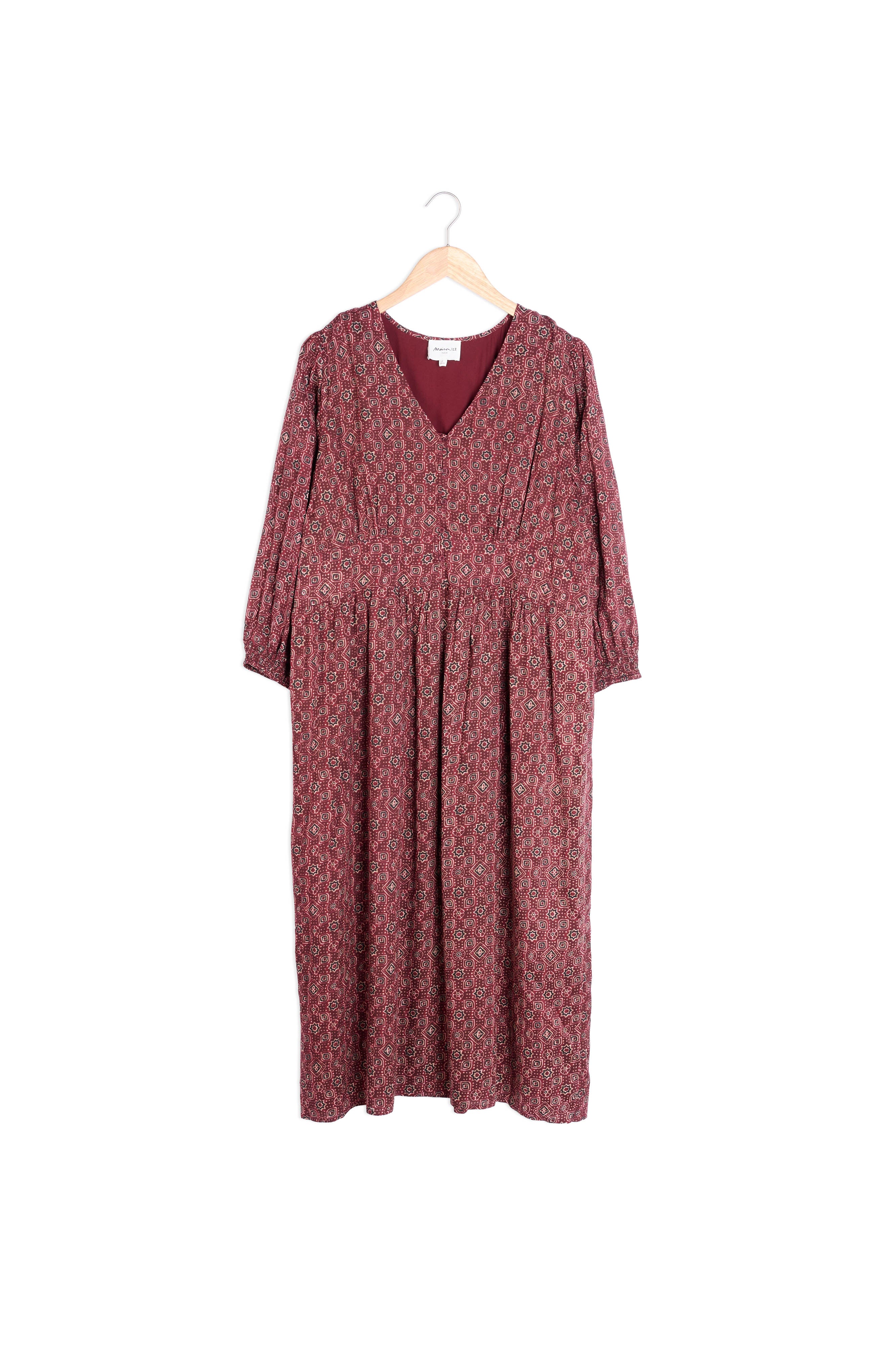 Robe longue imprimée bordeaux Nikita Faume - seconde main