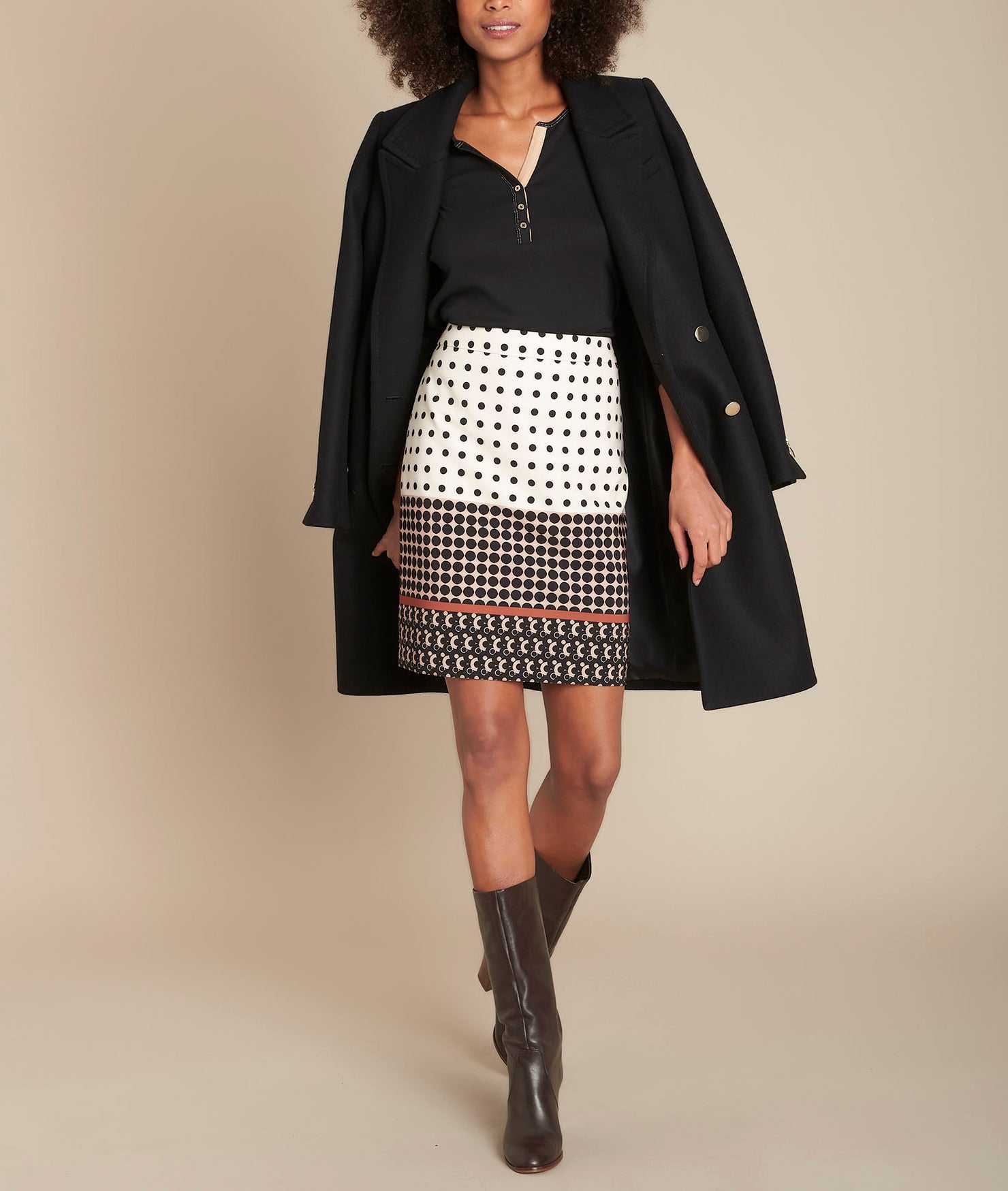 Jupe droite imprimé pois Kurtys Faume - seconde main