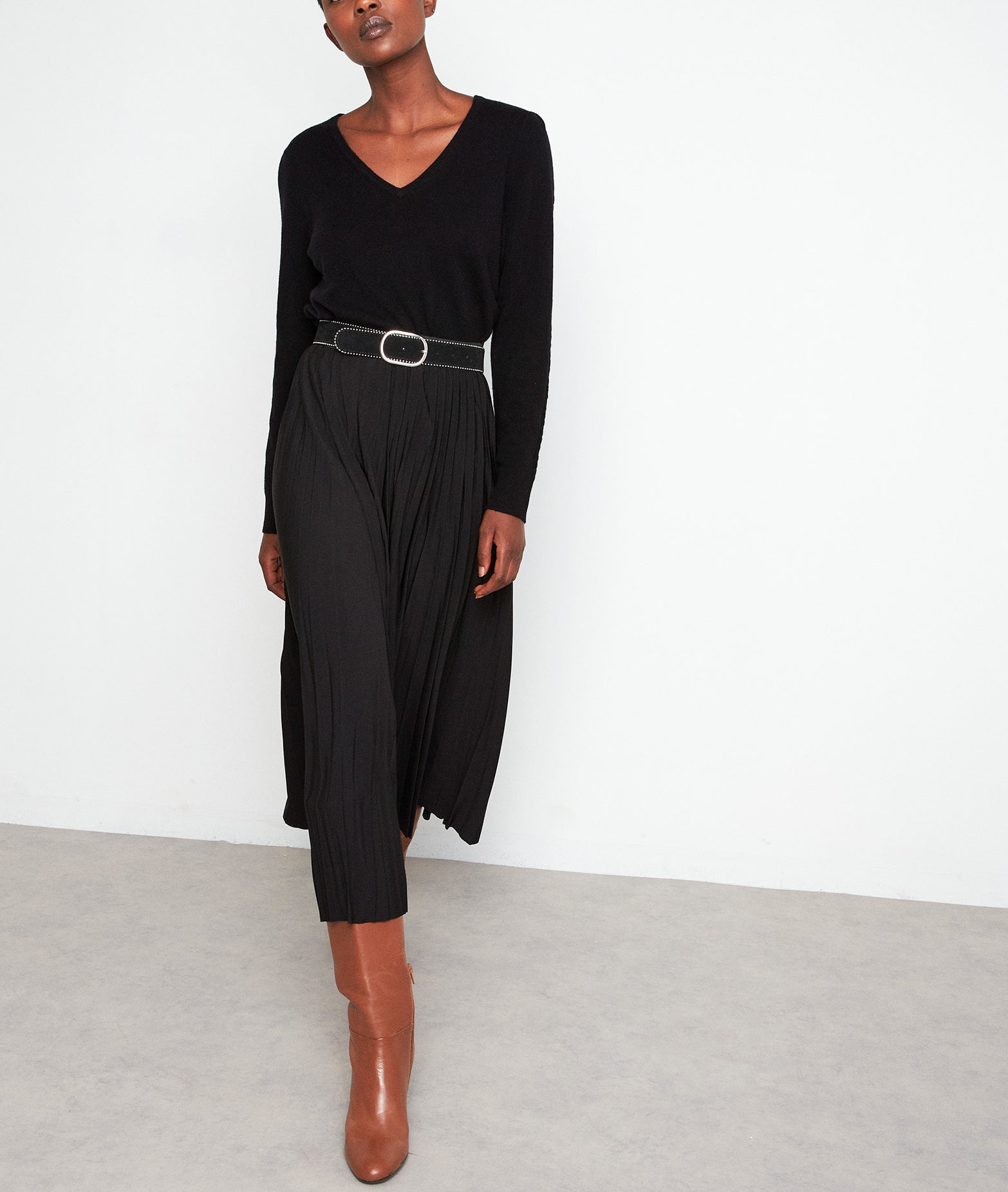 Pull en laine recyclée et cachemire noir Tilda Faume - seconde main