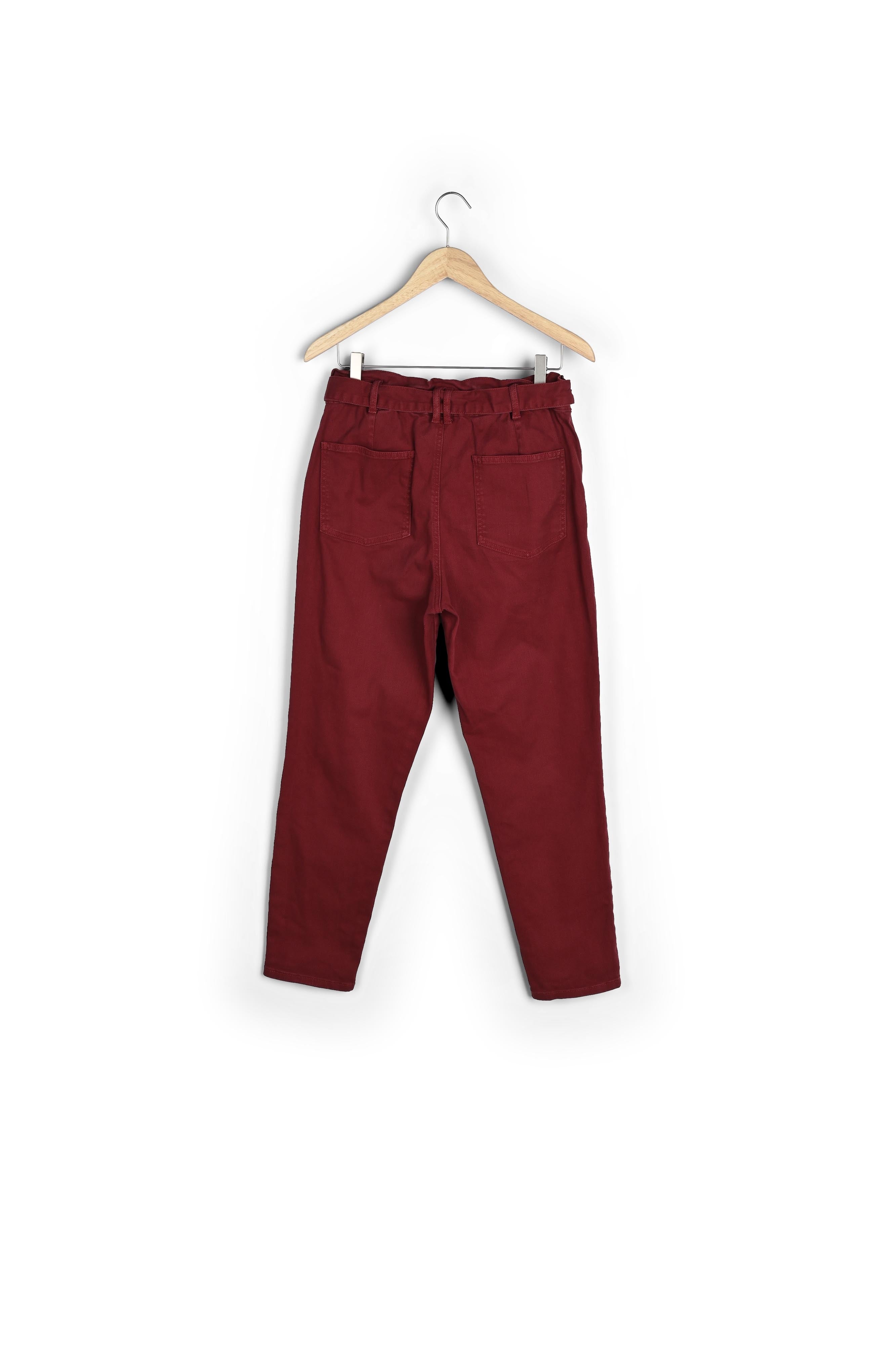 Pantalon paperbag en coton grenat Barbara Faume - seconde main