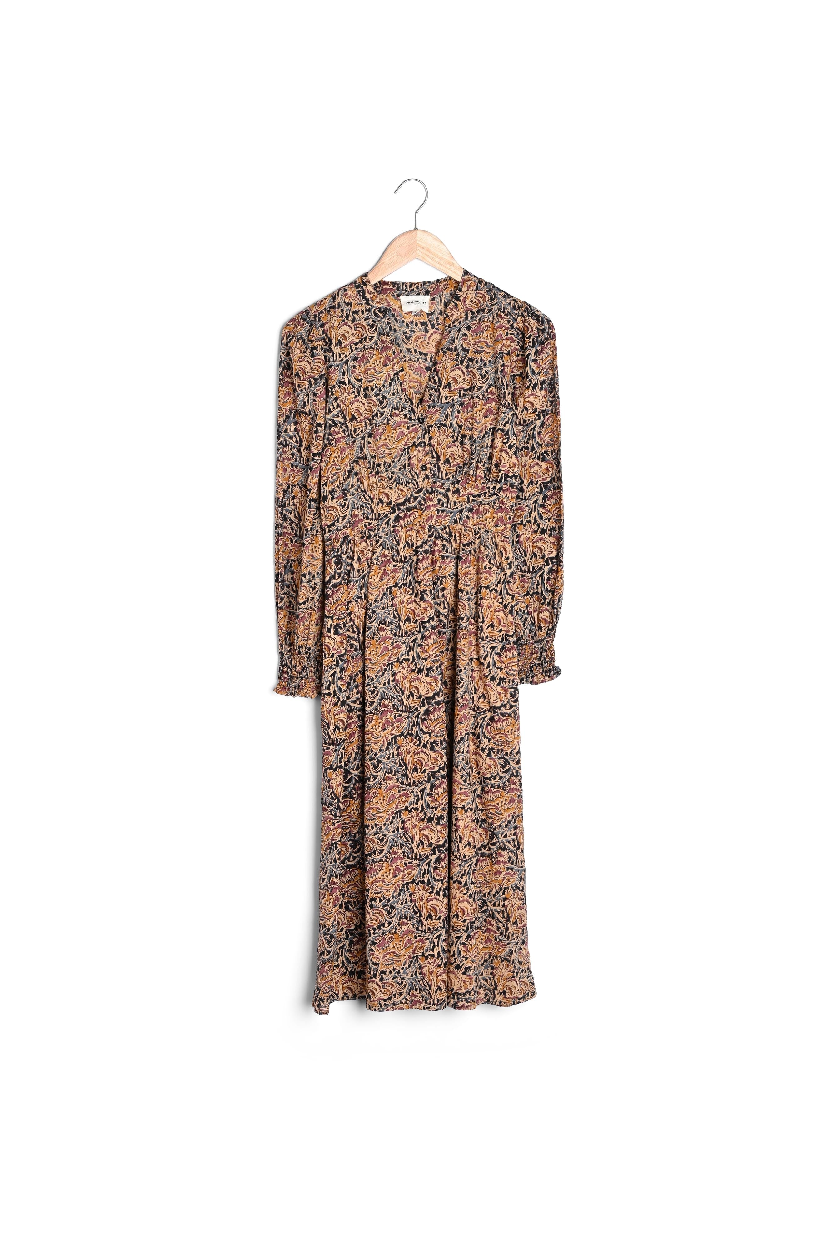 Robe longue noire imprimée Narice Faume - seconde main