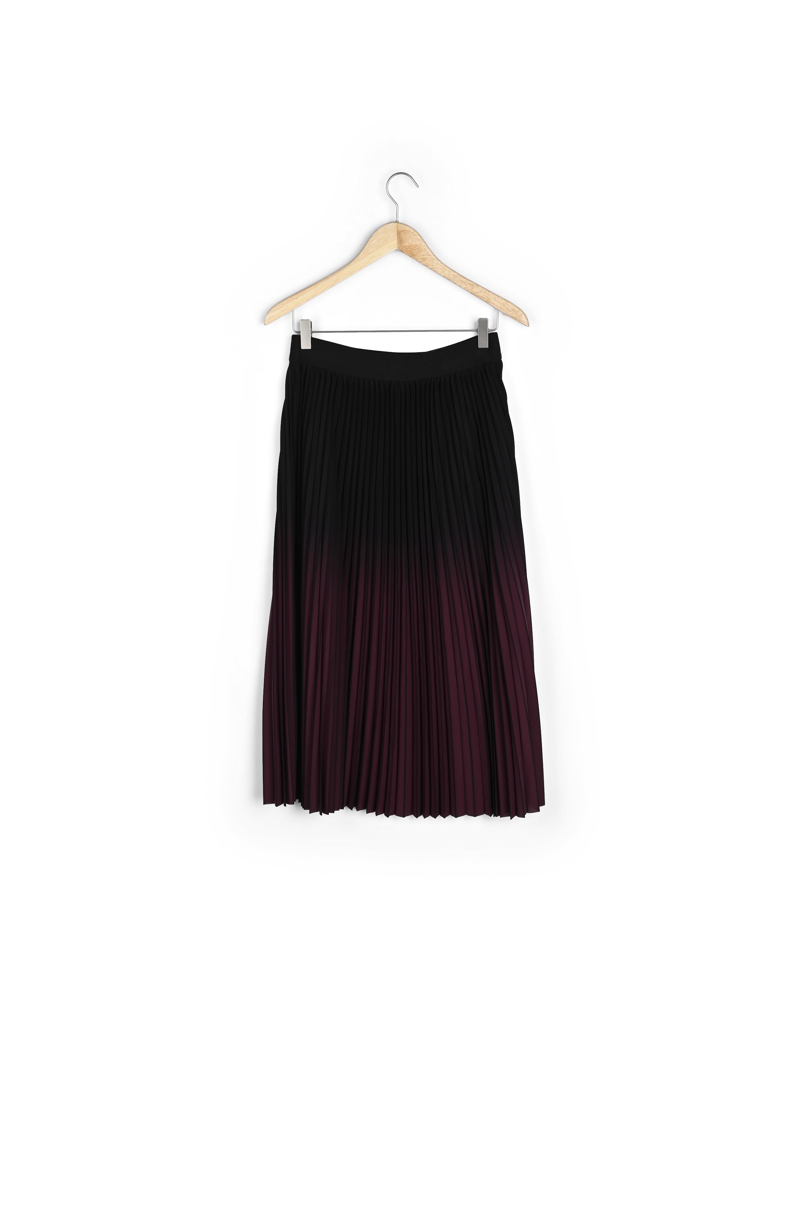 Jupe mi-longue plissée tie and dye bordeaux Fatel Faume - seconde main