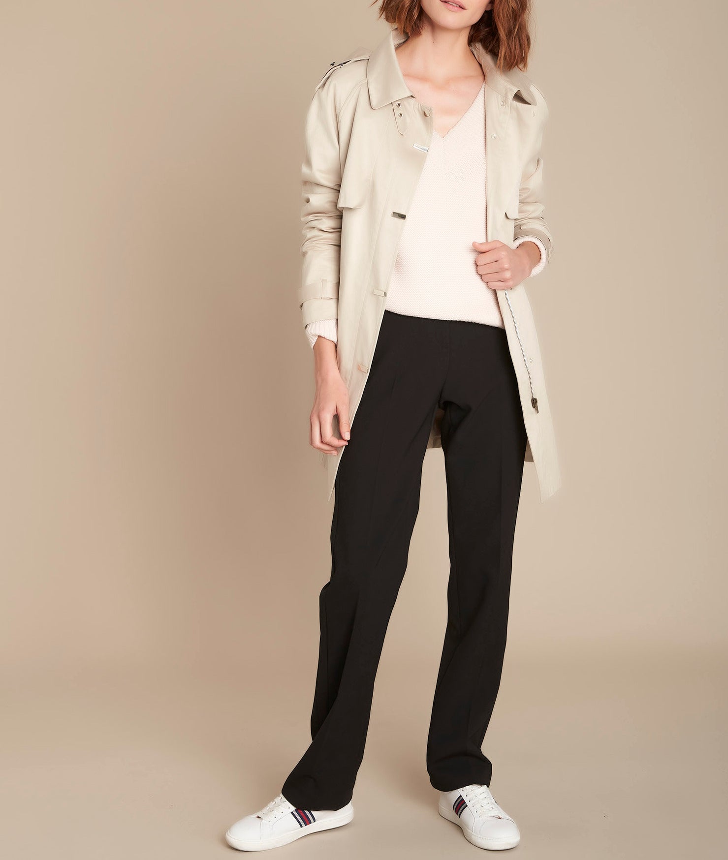 Pull nude col V Fil Faume - seconde main