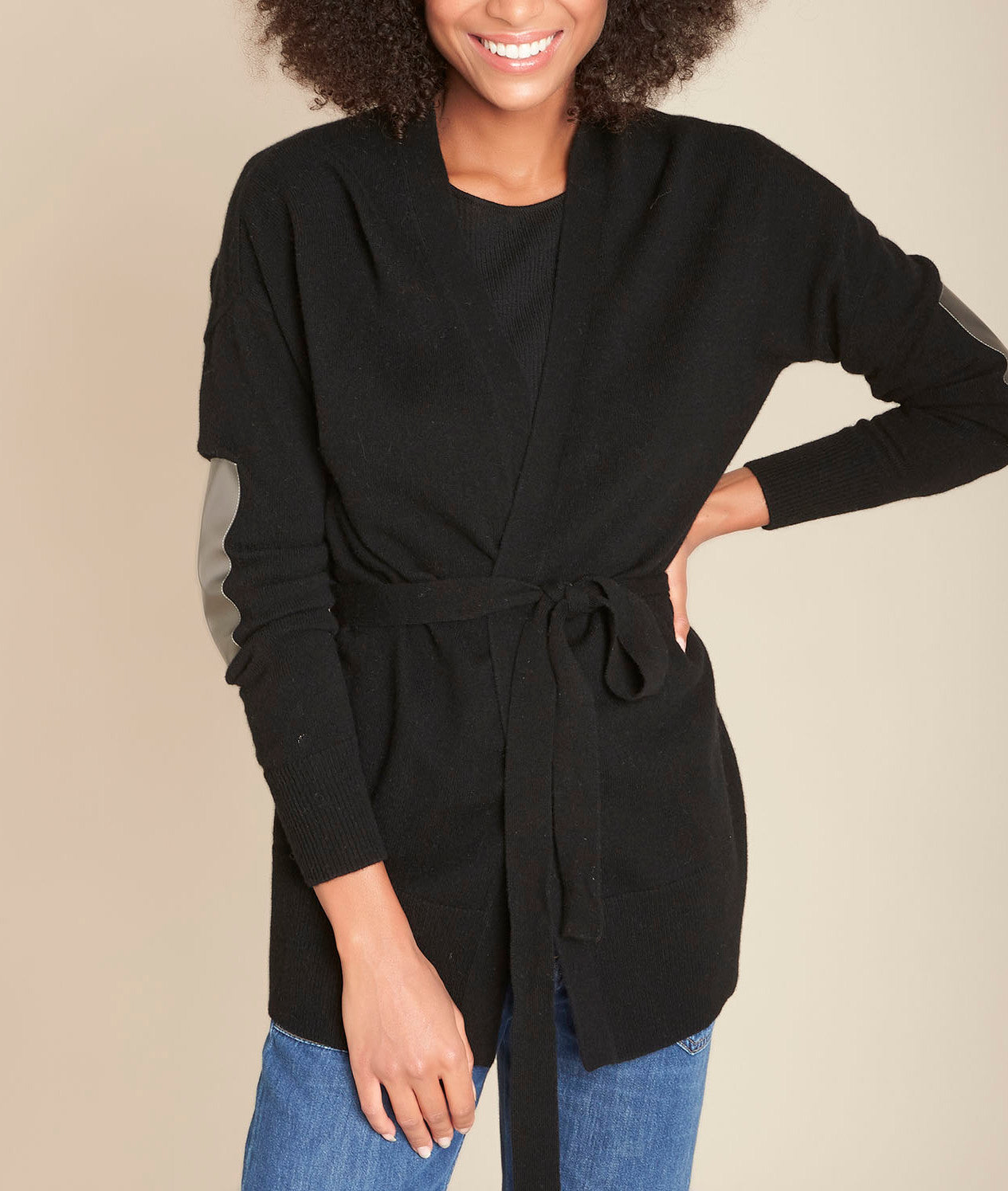 Gilet en cachemire ceinturé noir Fougere Faume - seconde main