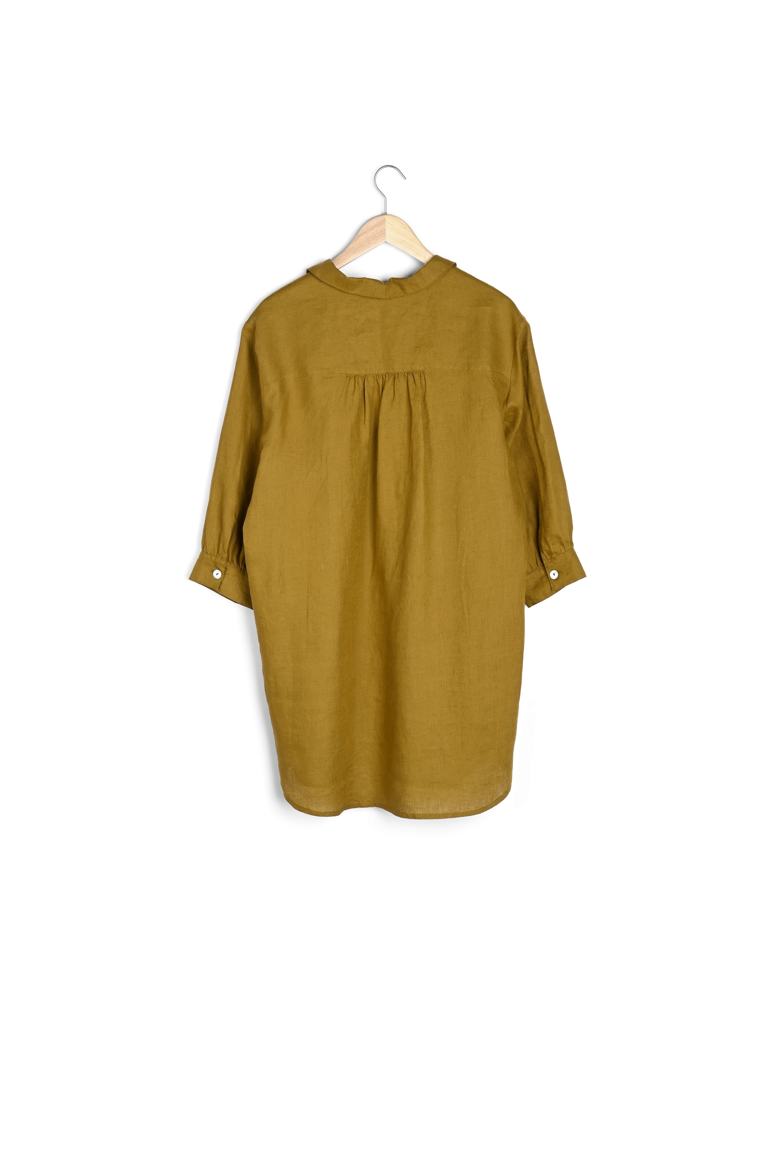 Robe courte en lin responsable olive Nicky Faume - seconde main
