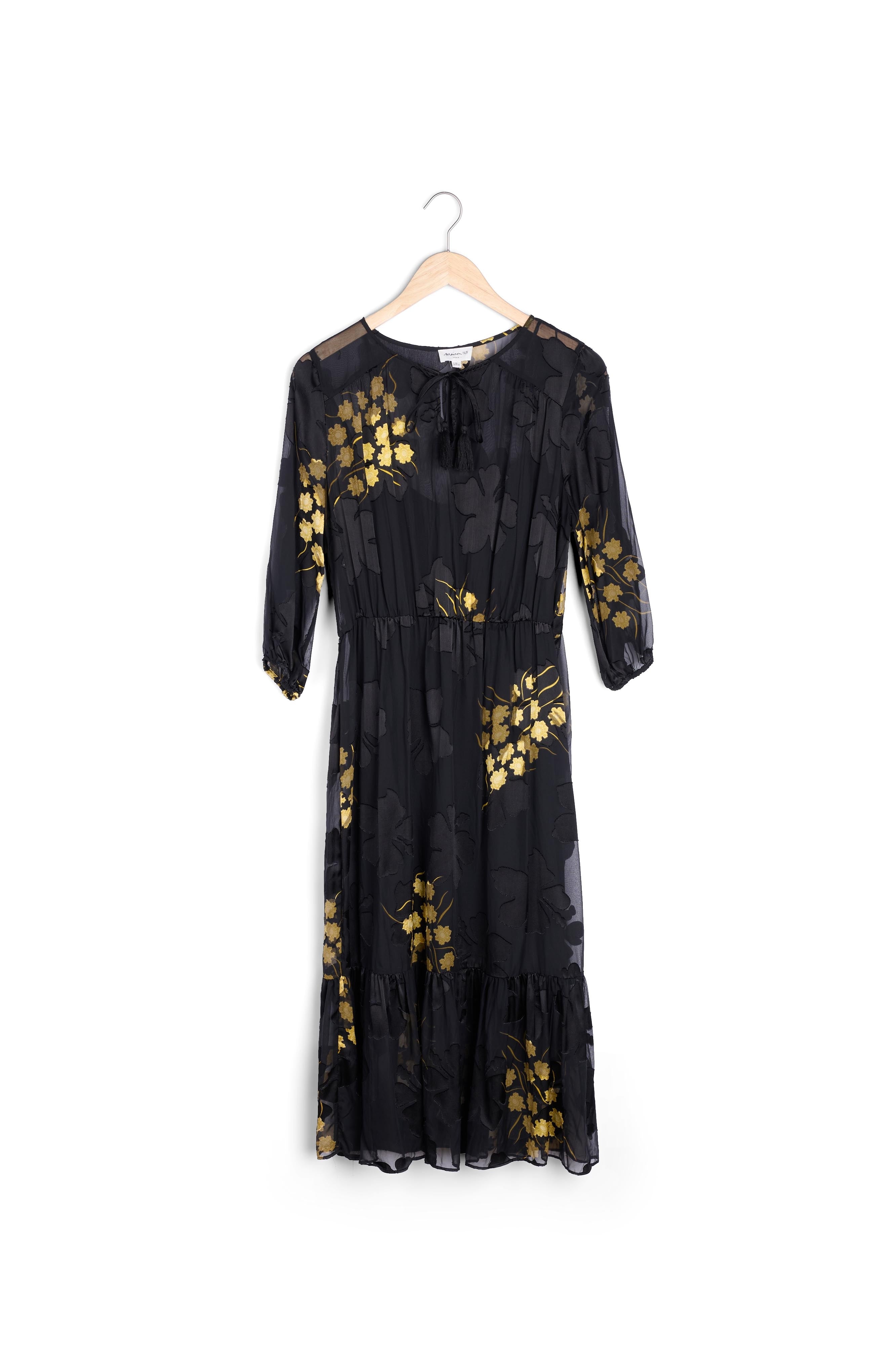 Robe noire longue imprimée Rena Faume - seconde main