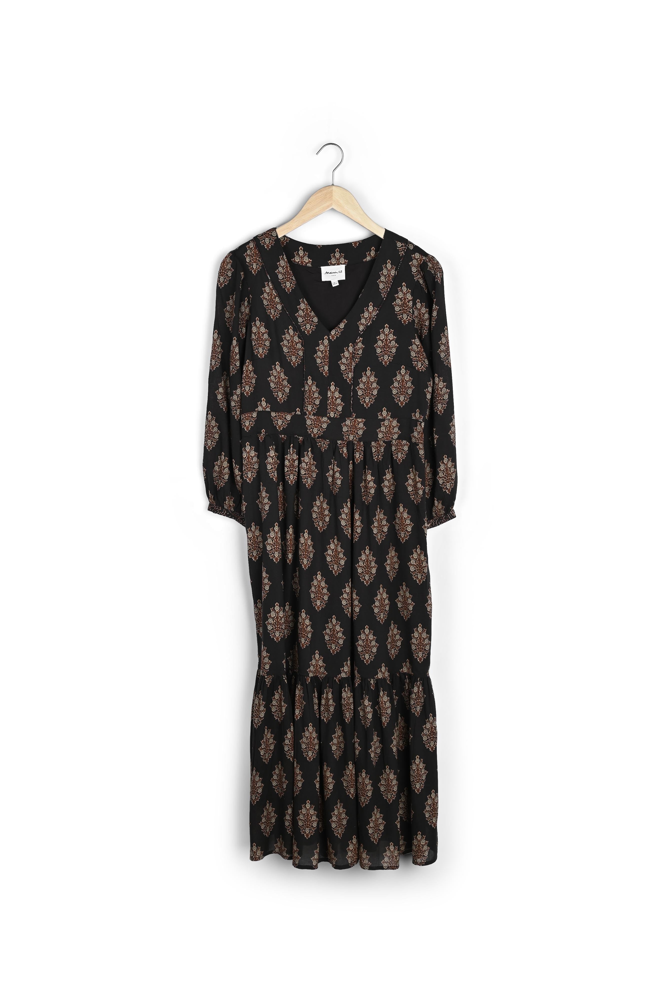 Robe longue imprimée noire HUDINE Faume - seconde main