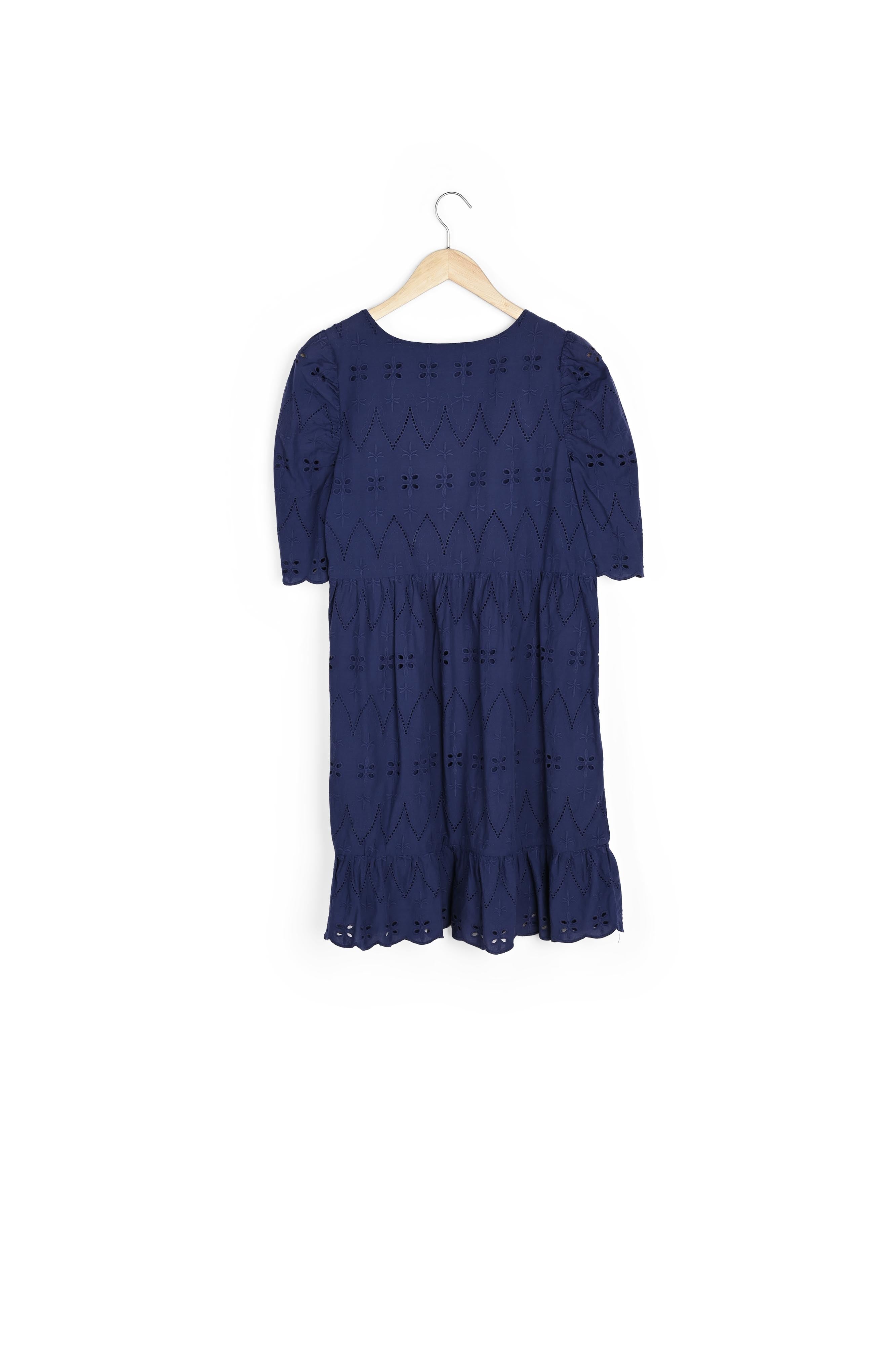 Robe en coton brodée marine Lamie Faume - seconde main