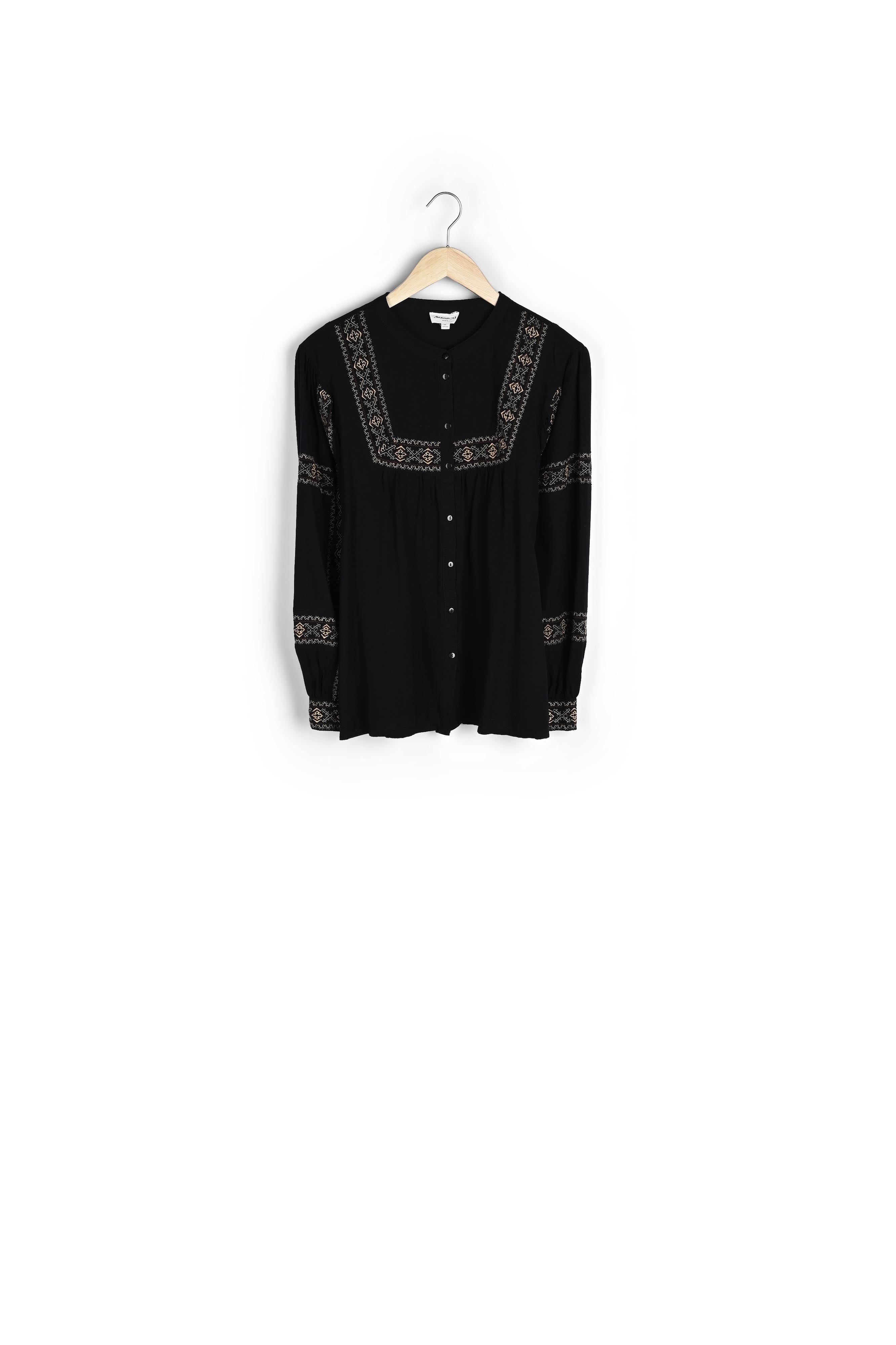 Blouse brodée noire Chica Faume - seconde main