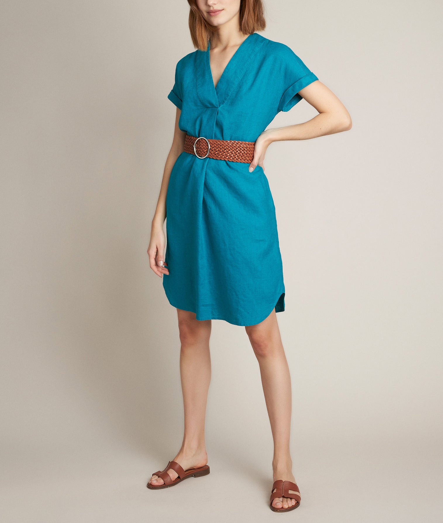 Robe en lin verte Christina Faume - seconde main