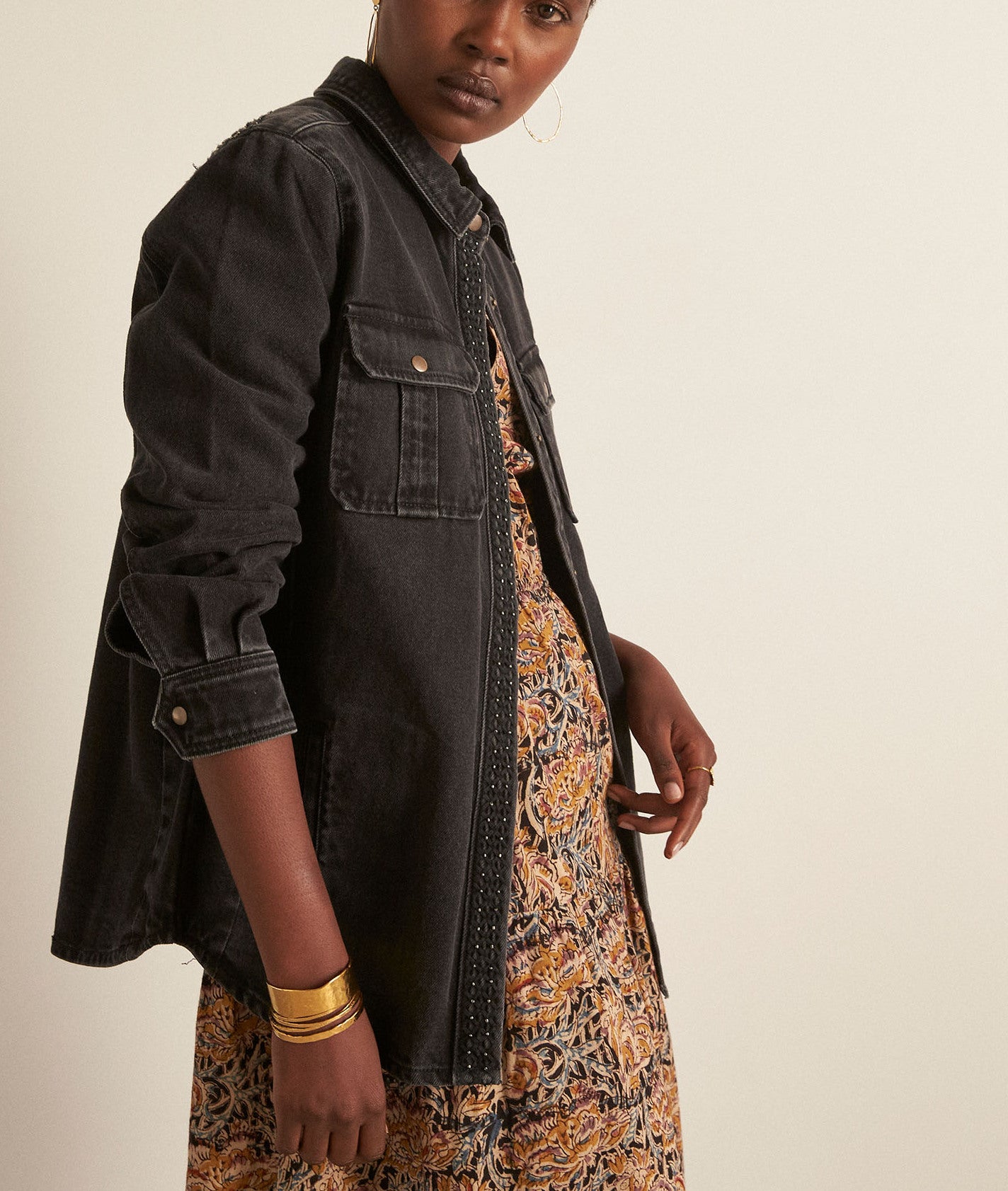 Surchemise en jean noire Filou Faume - seconde main