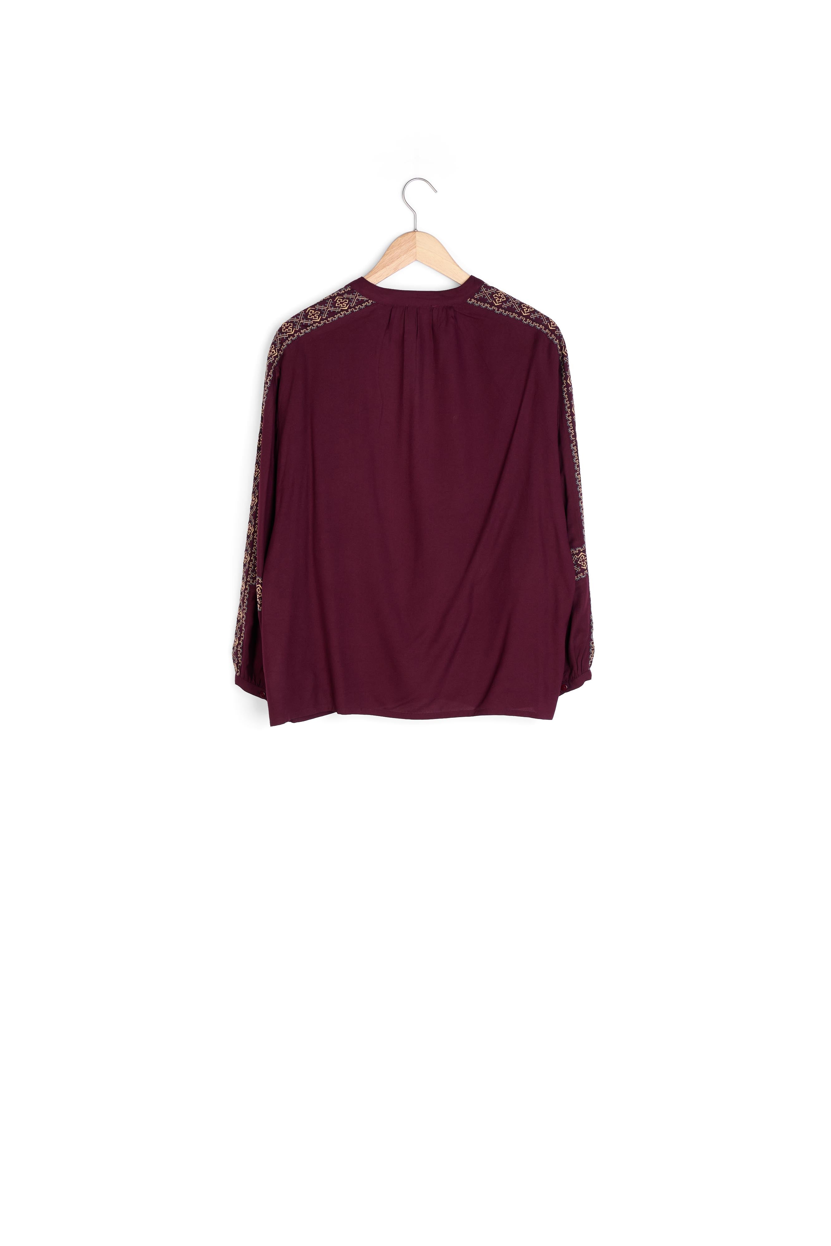 Blouse brodée bordeaux Caramba Faume - seconde main