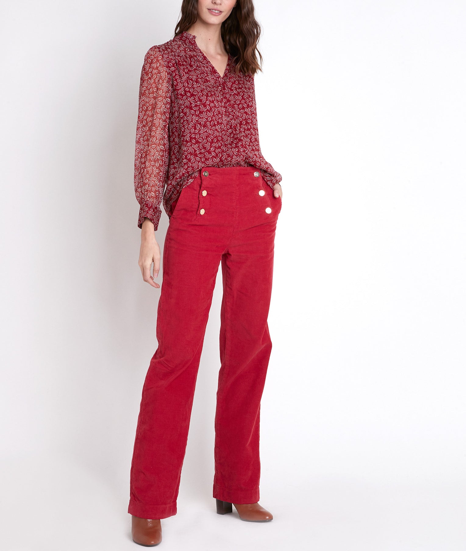 Blouse rouge imprimée Talou Faume - seconde main