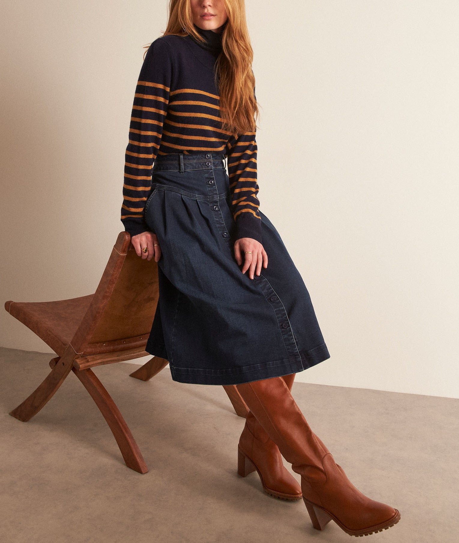 Pull marin en laine responsable et cachemire marine Bixente Faume - seconde main