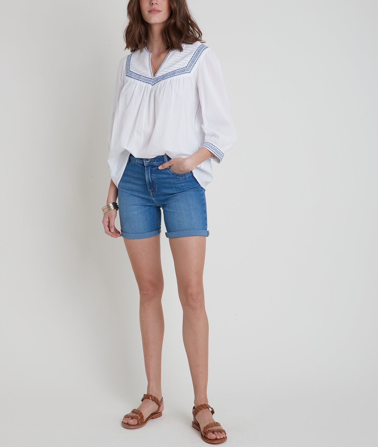 Blouse blanche brodée Talissa Faume - seconde main