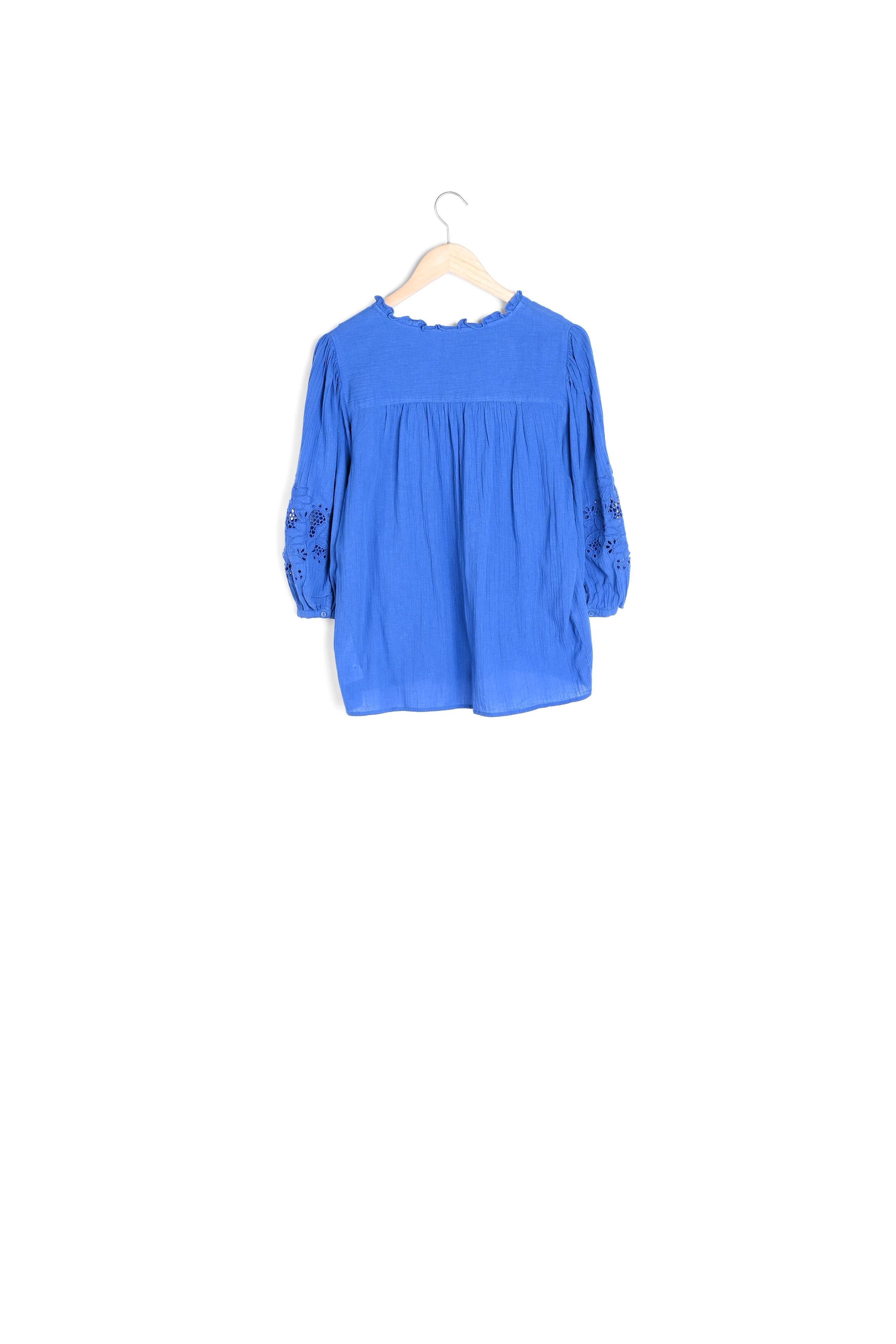 Blouse en coton et lin bleu Lynne Faume - seconde main