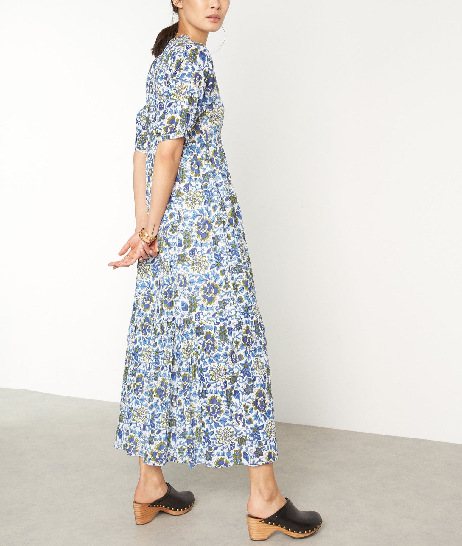 Robe longue imprimée blanc Hedia Faume - seconde main