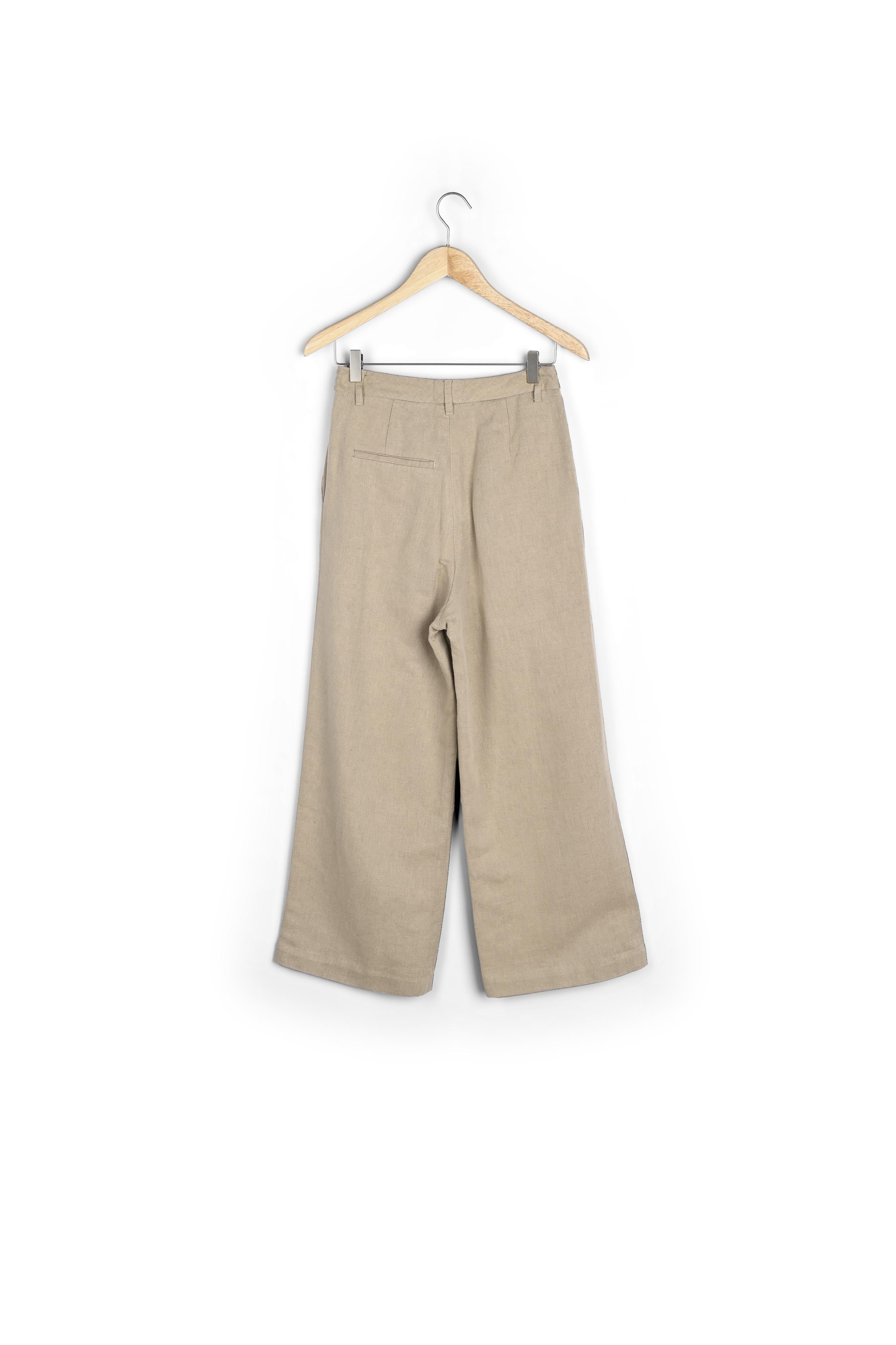 Pantalon large en coton et lin beige Stan Faume - seconde main