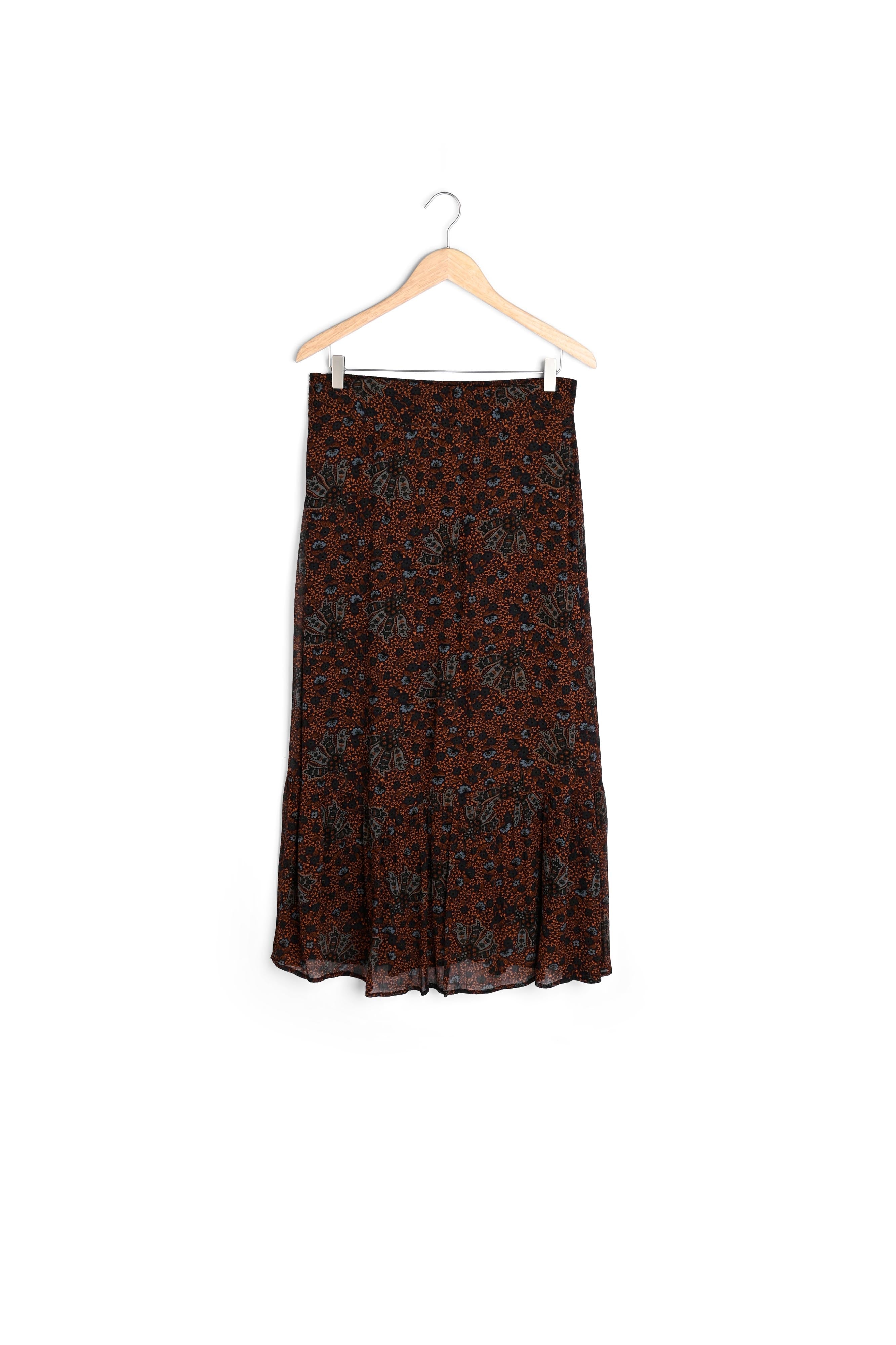Jupe longue imprimée marron Kassy Faume - seconde main