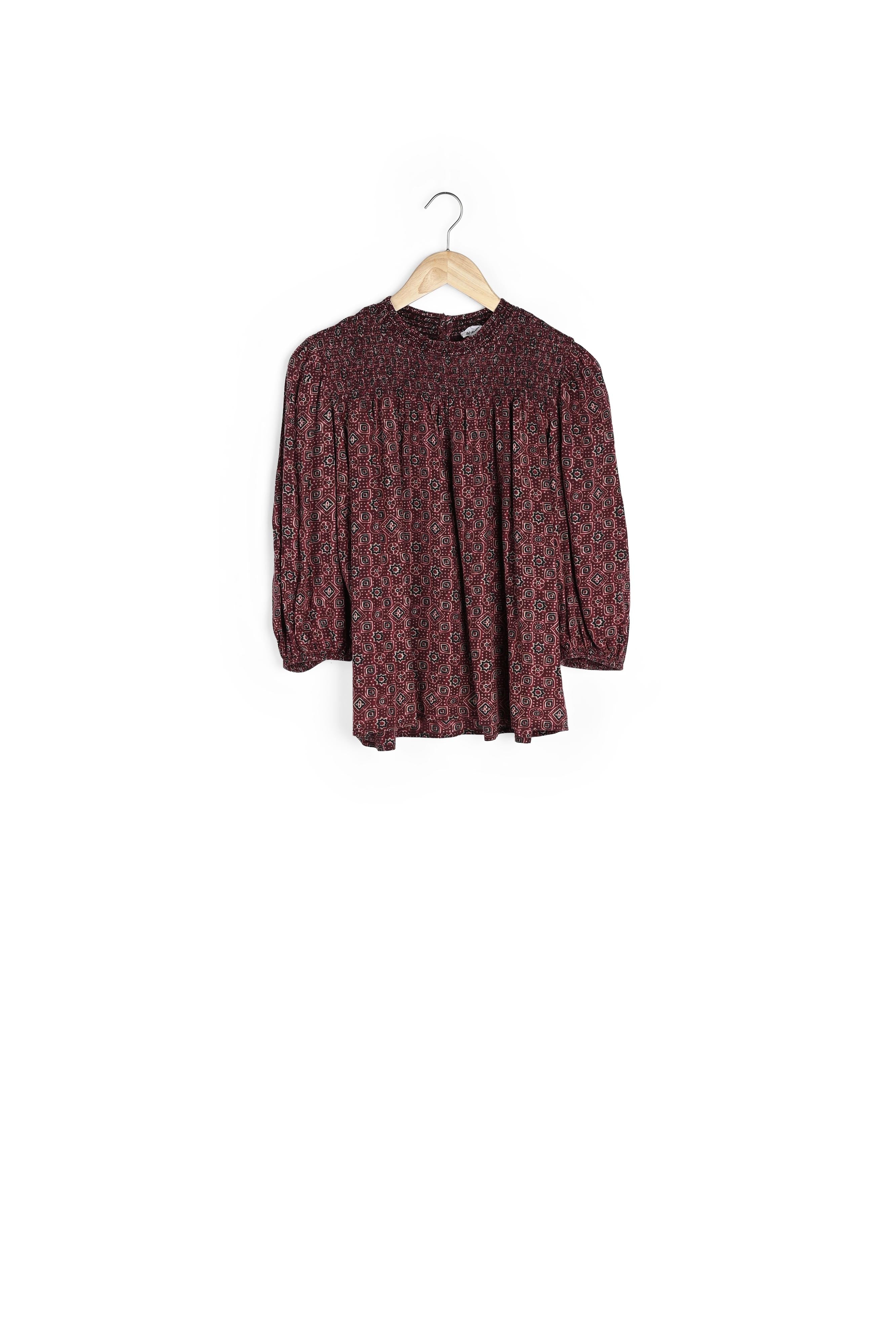 Top smocké imprimé bordeaux Lucie Faume - seconde main