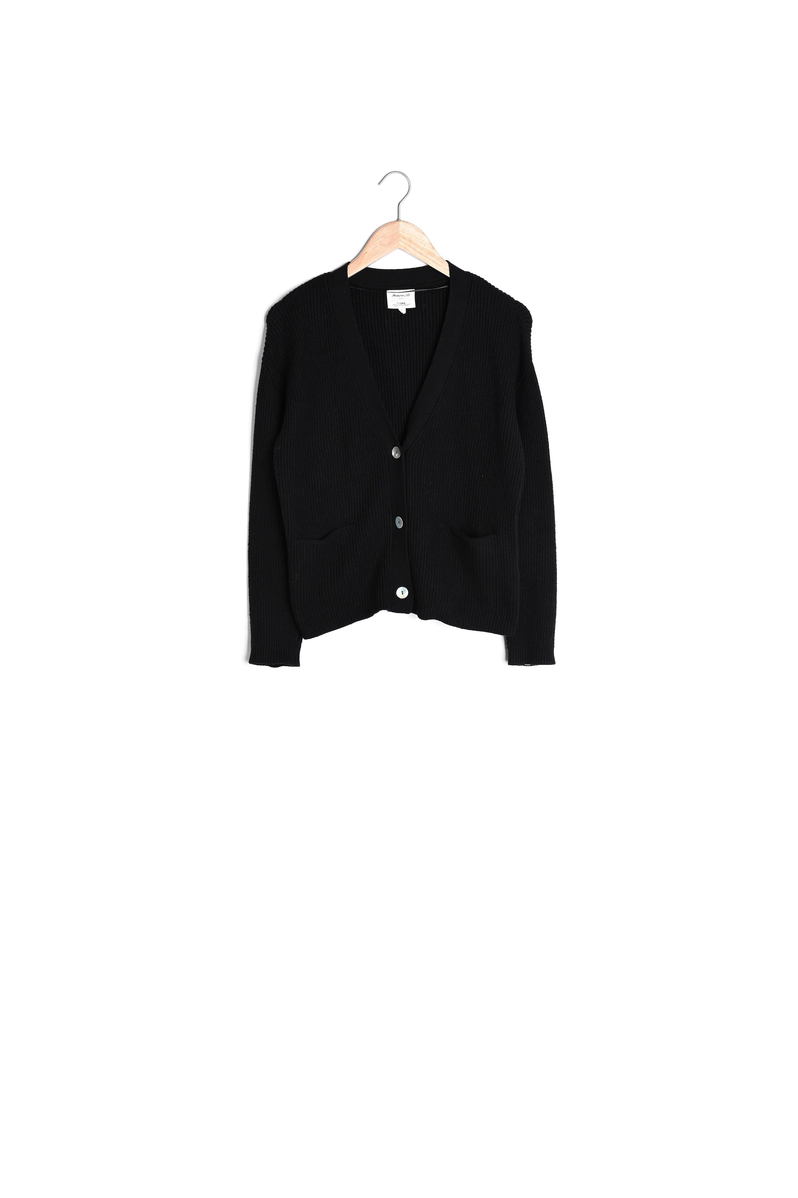 Cardigan boutonné en viscose EcoVero noir Bosco Faume - seconde main