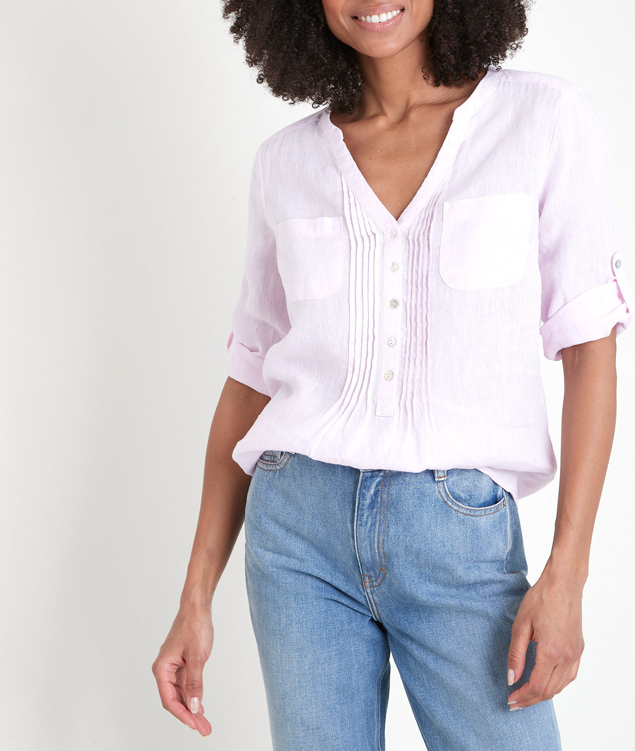 Blouse en lin rose poudré Roma Faume - seconde main