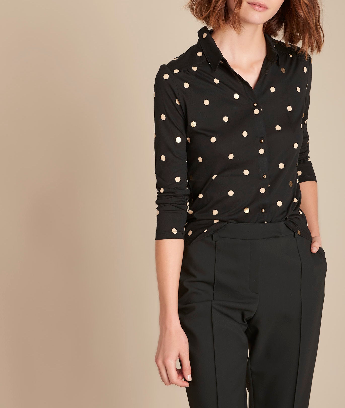 Chemise en jersey imprimé pois Celia Faume - seconde main