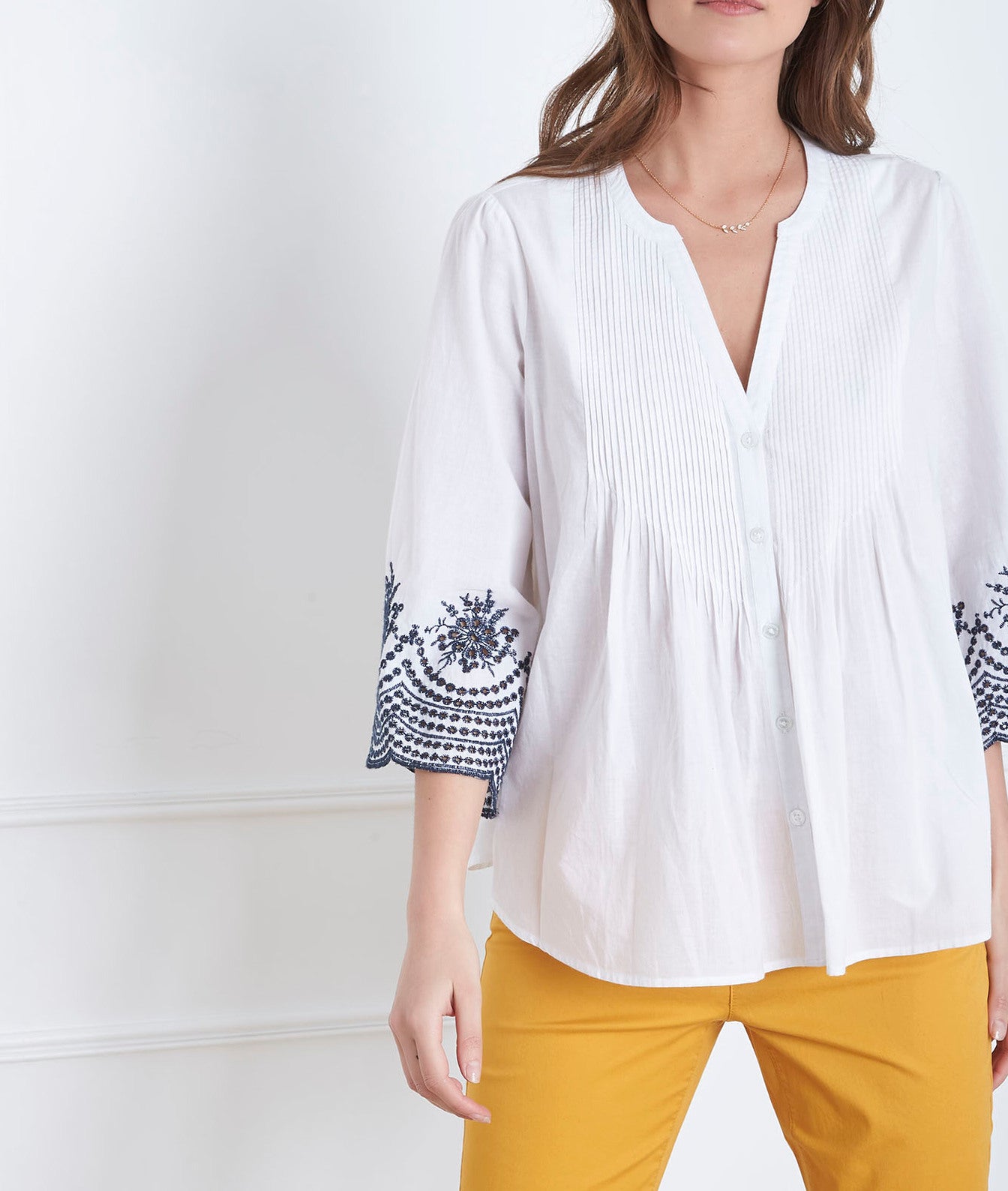 Blouse blanche broderie anglaise Valia Faume - seconde main