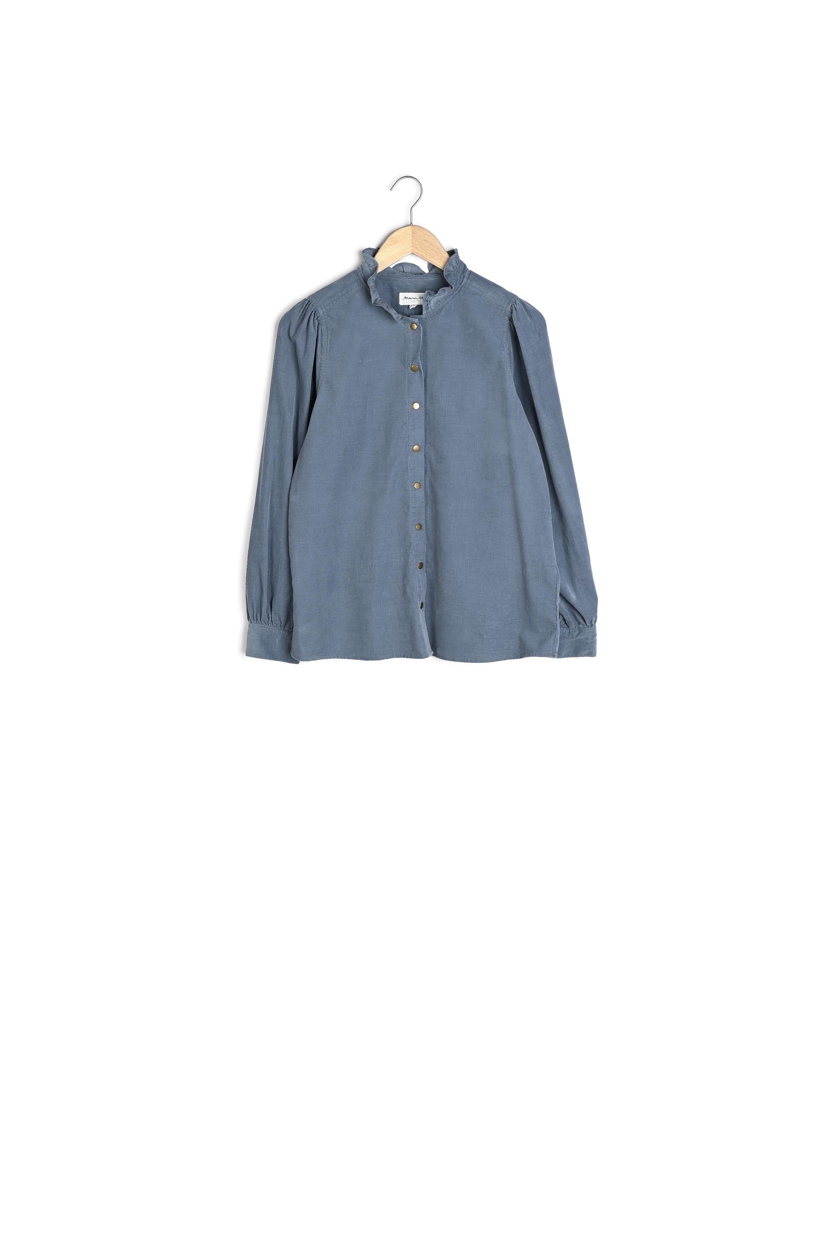 Chemise en velours milleraies bleue Jeraldine Faume - seconde main