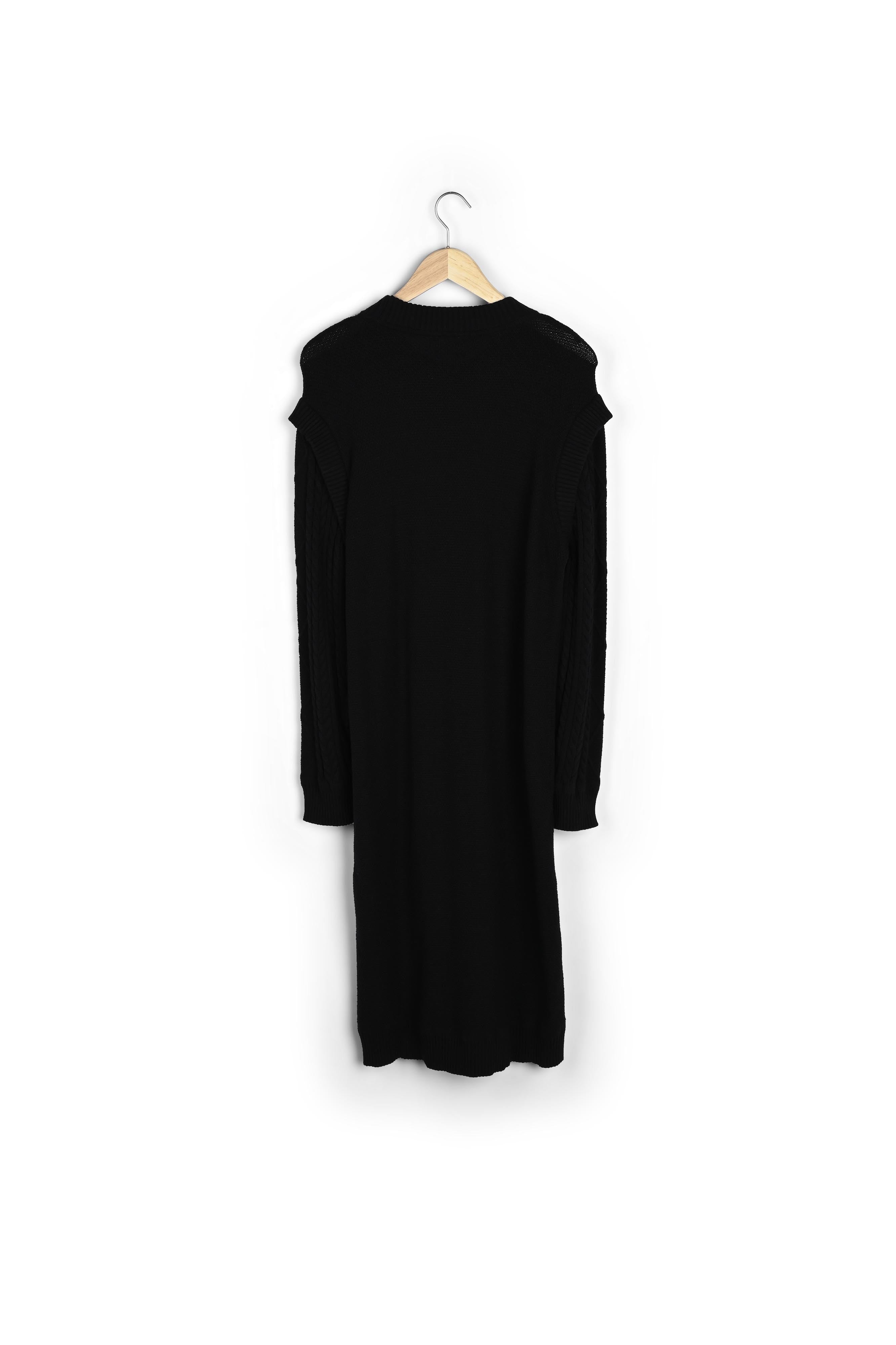 Robe longue en maille torsadée noire Hadda Faume - seconde main