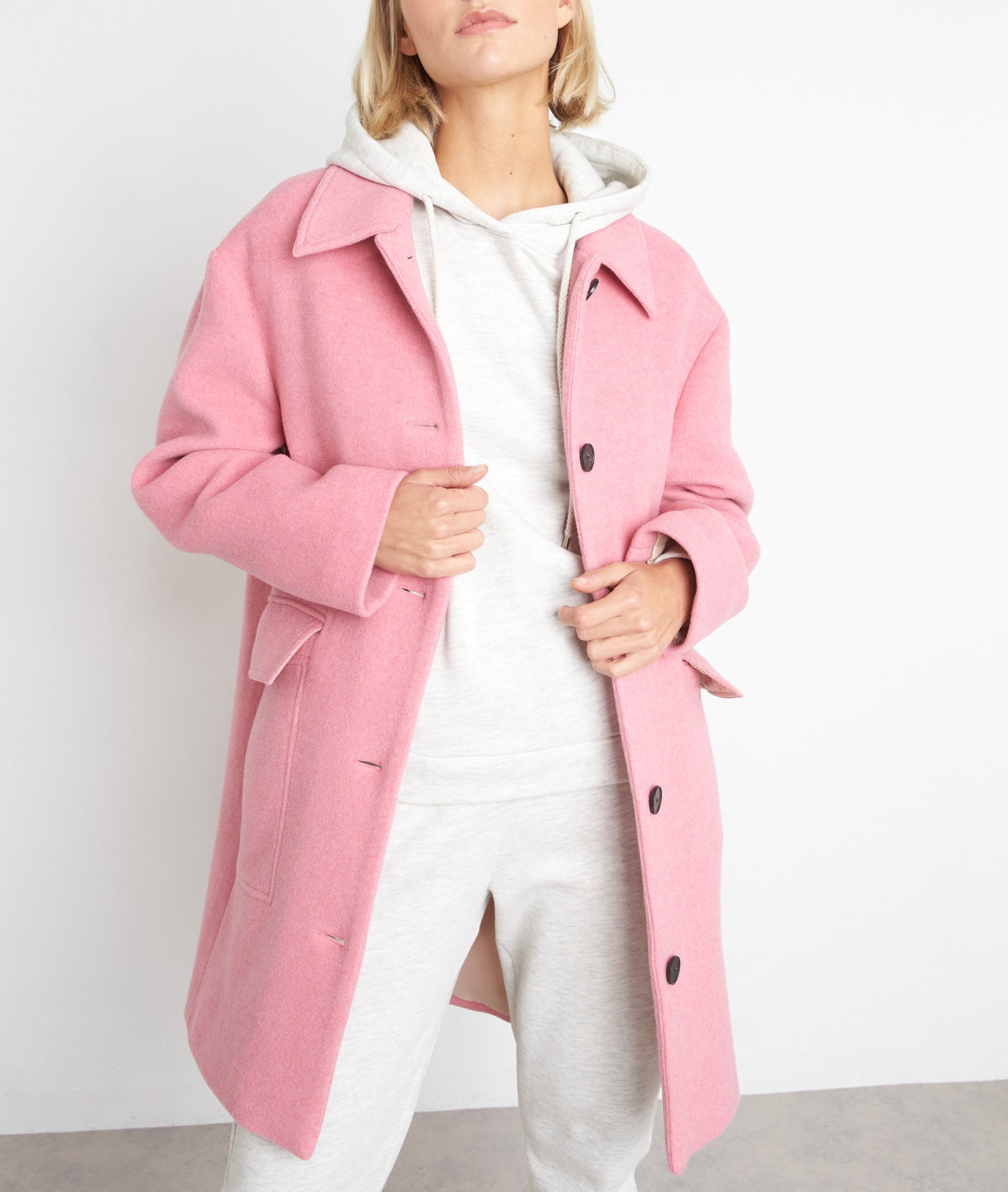 Manteau caban en laine rose bonbon Layton Faume - seconde main