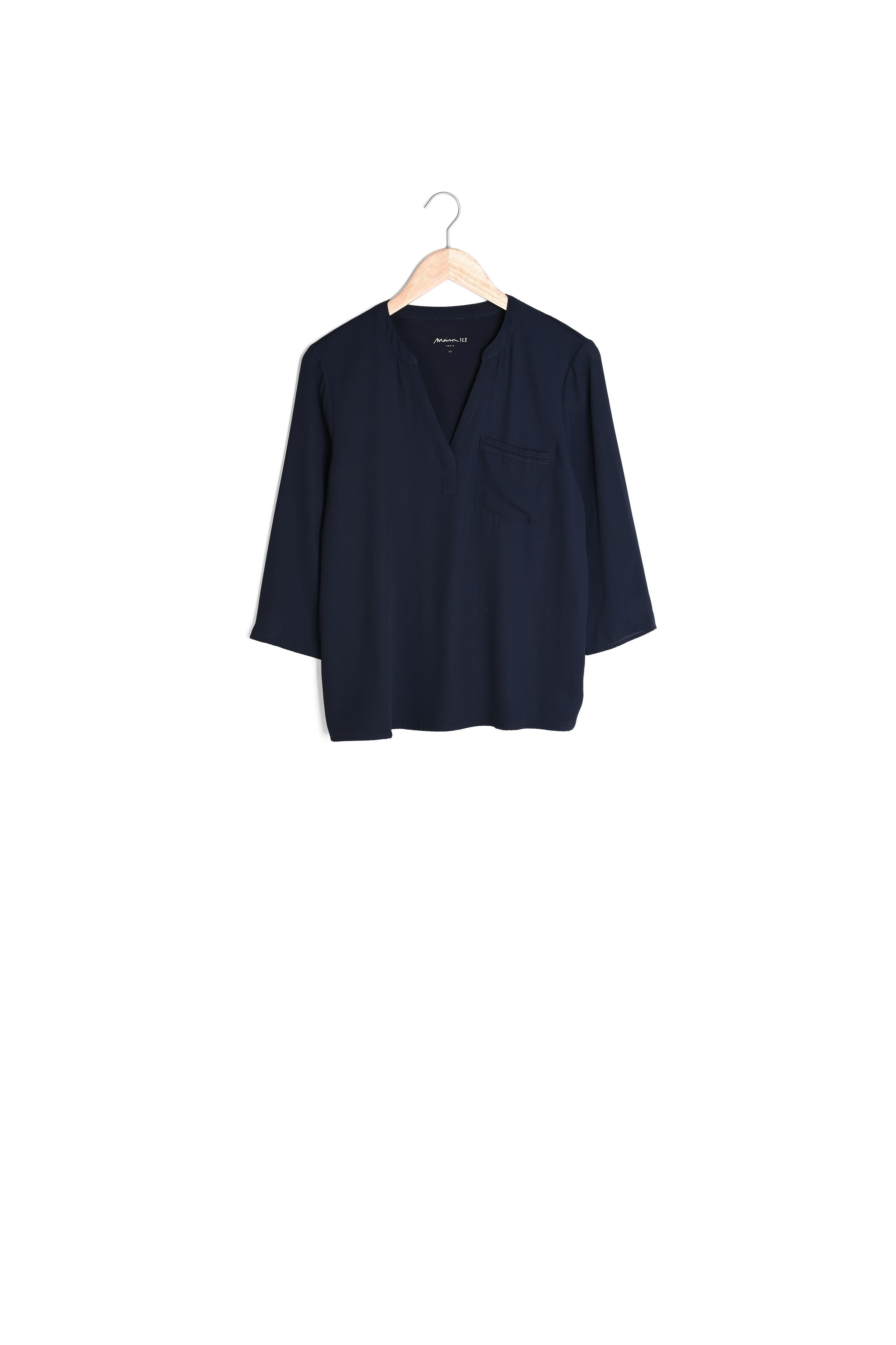 Blouse bi-matière marine Witney Faume - seconde main