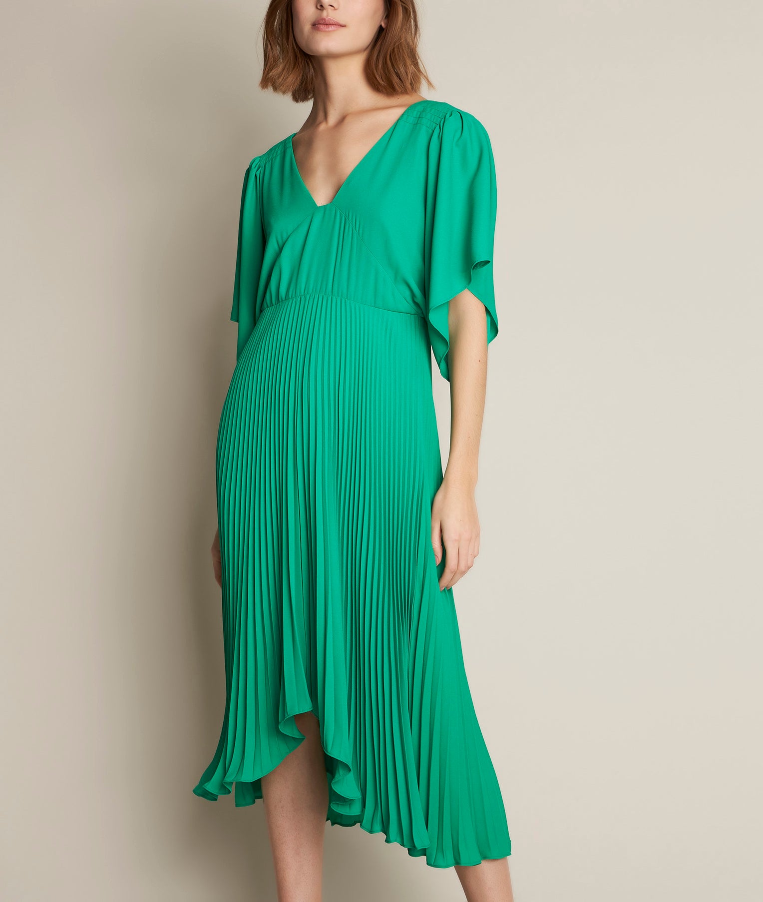 Robe plissée verte Hedwige Faume - seconde main